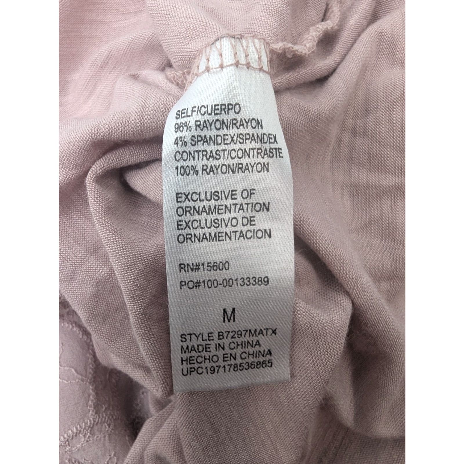 Vintage Democracy Blouse 3/4 Roll Tab Sleeve Button Front Embroidered V-Neck Pink M Womens Boho Casual Shirt Regular Fit Size M / US 6-8 / IT 42-44 - 7 Thumbnail
