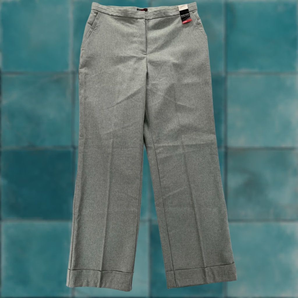Vintage NY&C New York & Company Dress Pants Women's 14 Gray City Stretch Trouser Cuffed Size 36" / US 14 / IT 50 - 1 Thumbnail