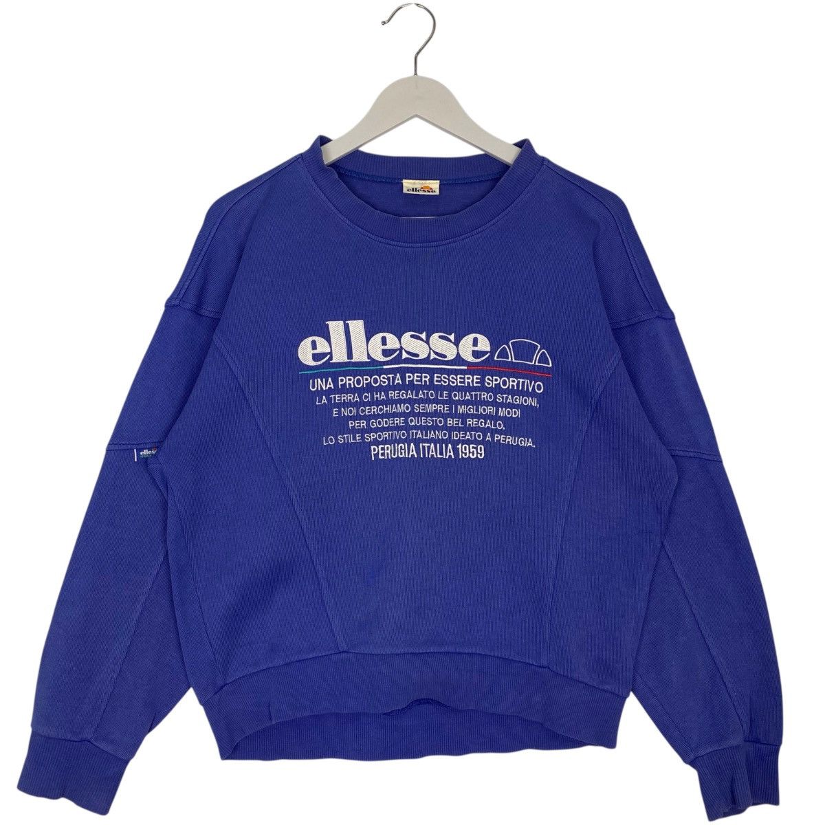 Vintage Ellesse Big Logo Crewneck Sweatshirt Blue Size M