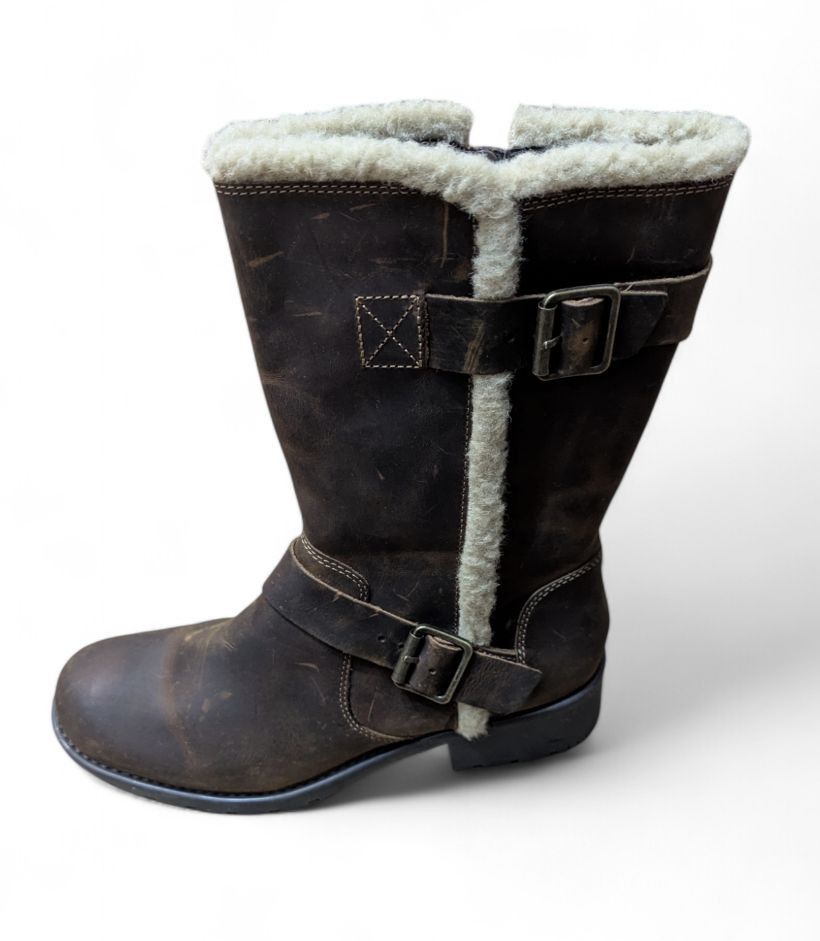 Clarks CLARKS Engineer Boots Biker Boots Fur Trimmed Size US 8.5 / IT 38.5 - 7 Thumbnail
