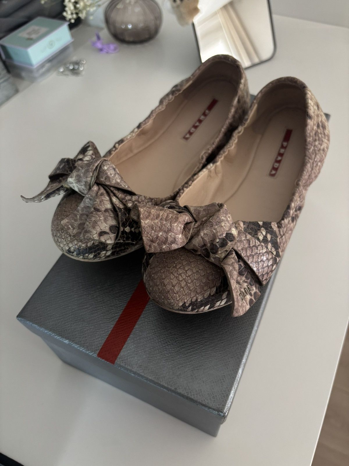 Prada Prada Snakeskin Ballerina Flats Size 36 Size US 5 / IT 35 - 1 Thumbnail