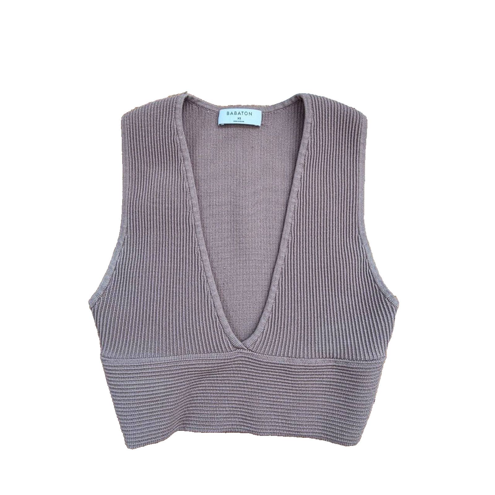 Aritzia Aritzia Babaton Carlotta Deep V Neck Cropped Y2K A001665 Size XS / US 0-2 / IT 36-38 - 1 Thumbnail