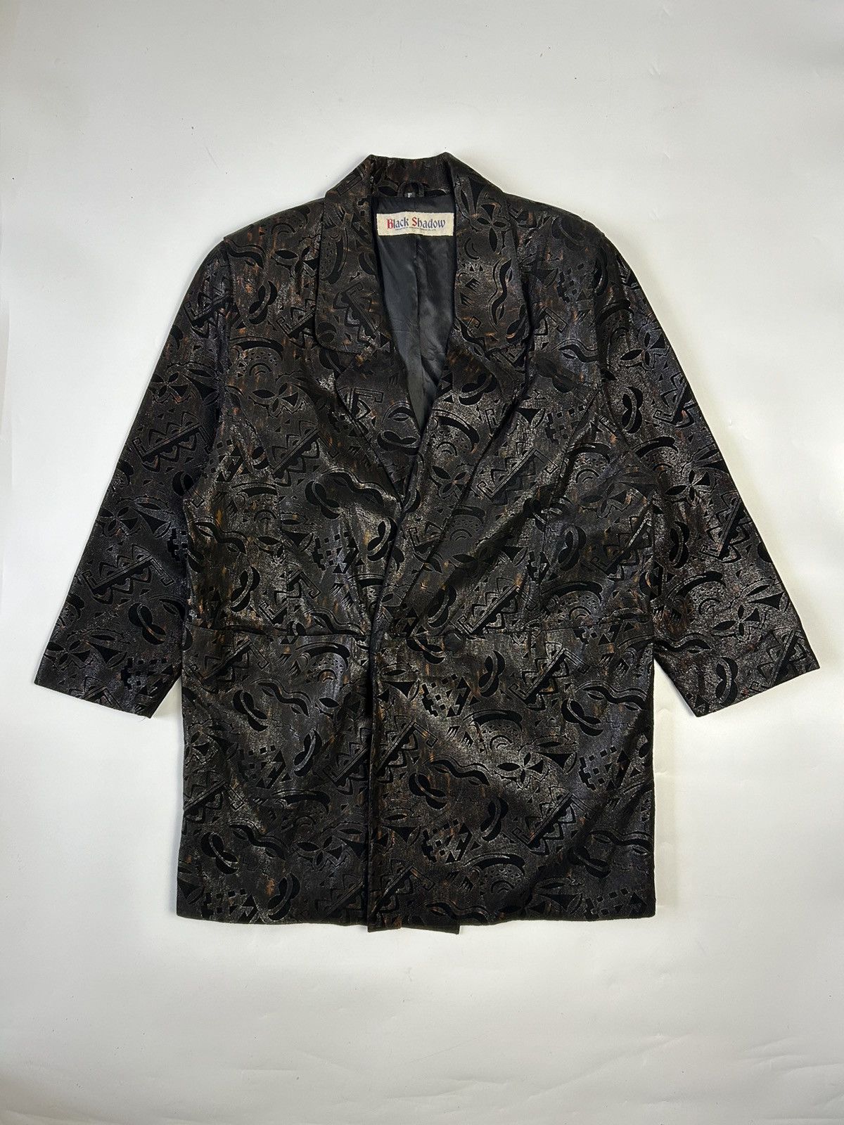 Designer × Japanese Brand × Vintage VINTAGE BLACK SHADOW METALLIC AND SUEDE BLAZER JACKET Size 38R - 1 Thumbnail