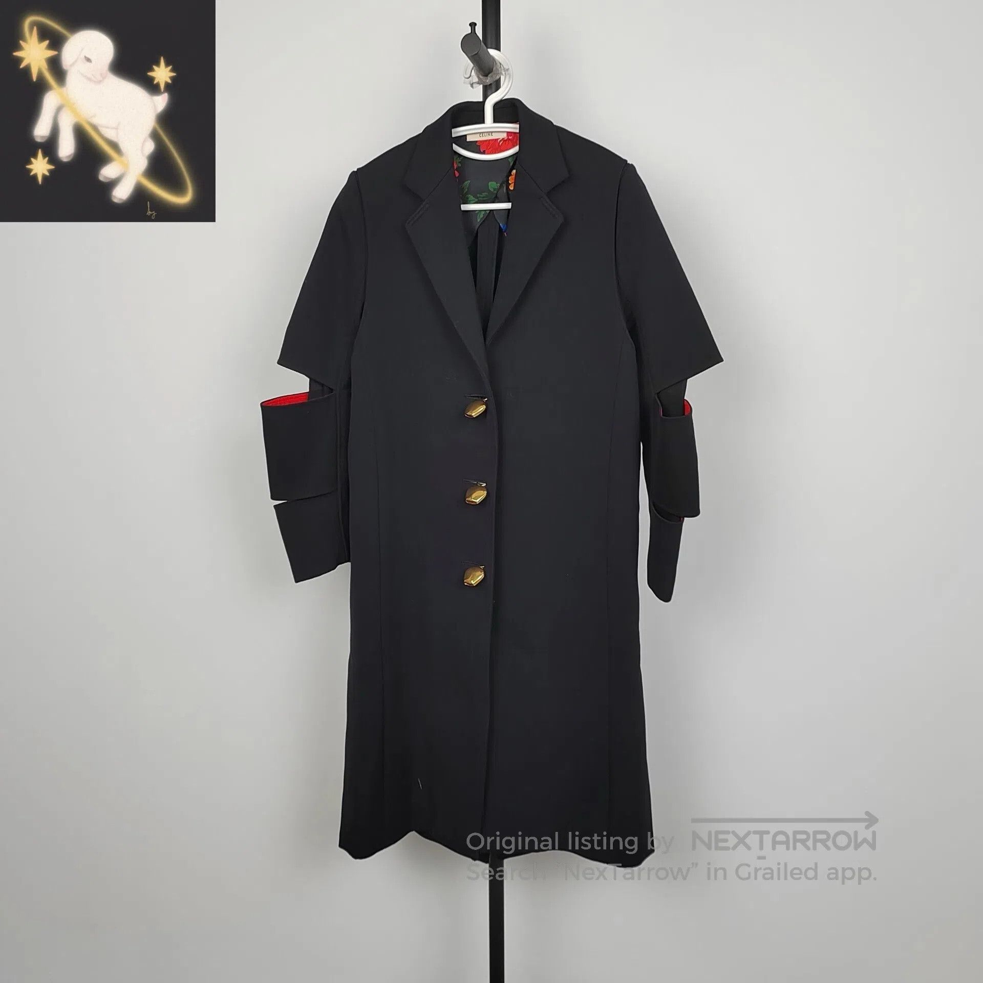 Celine CELINE Black Wool Bell Sleeve Outwear Jacket| Size XXS / US 00 / IT 34 - 1 Thumbnail