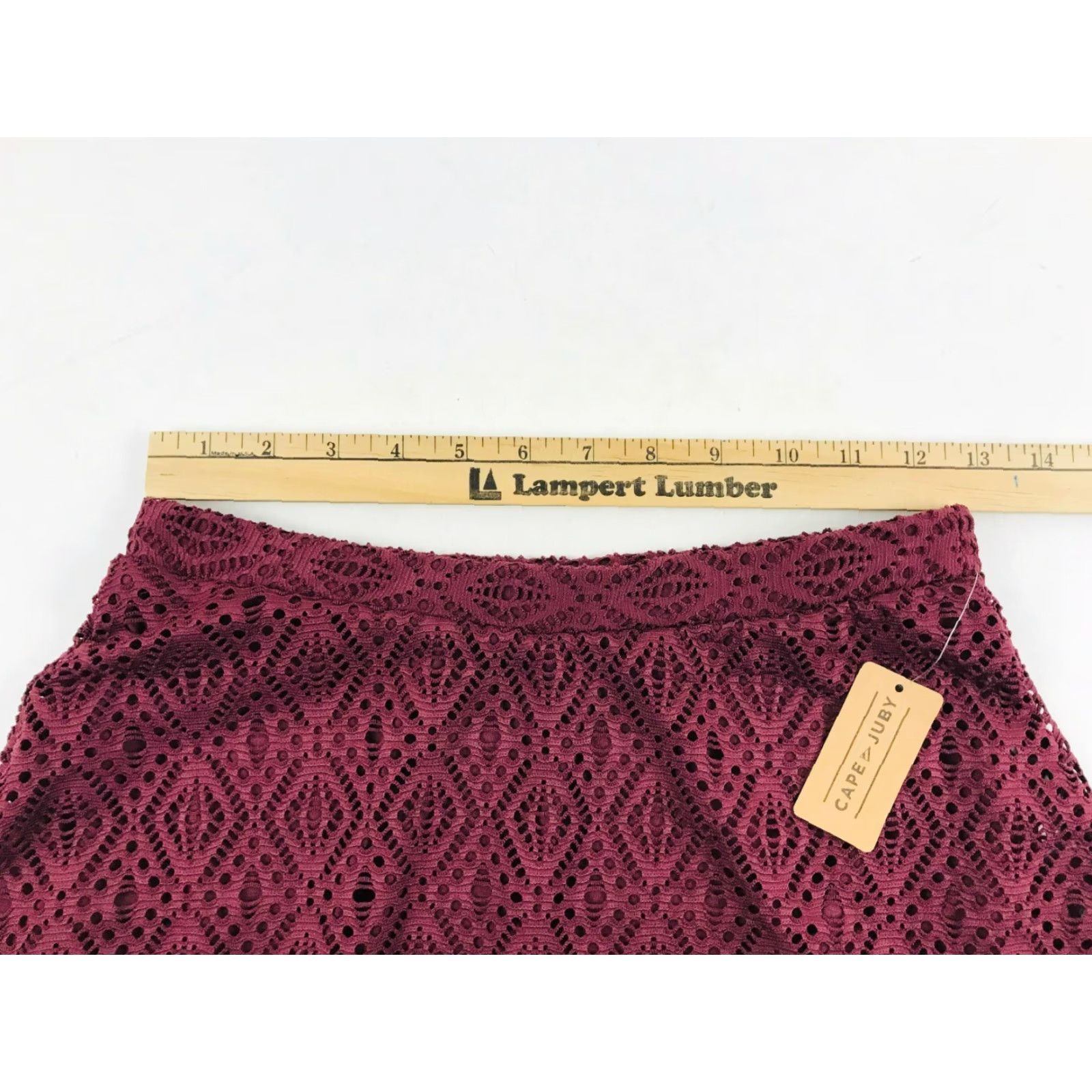 Vintage Cape Juby Mini Skirt Women's Size S Maroon A-Line Pull On Elastic Waist NWT Size 28" / US 6 / IT 42 - 3 Thumbnail