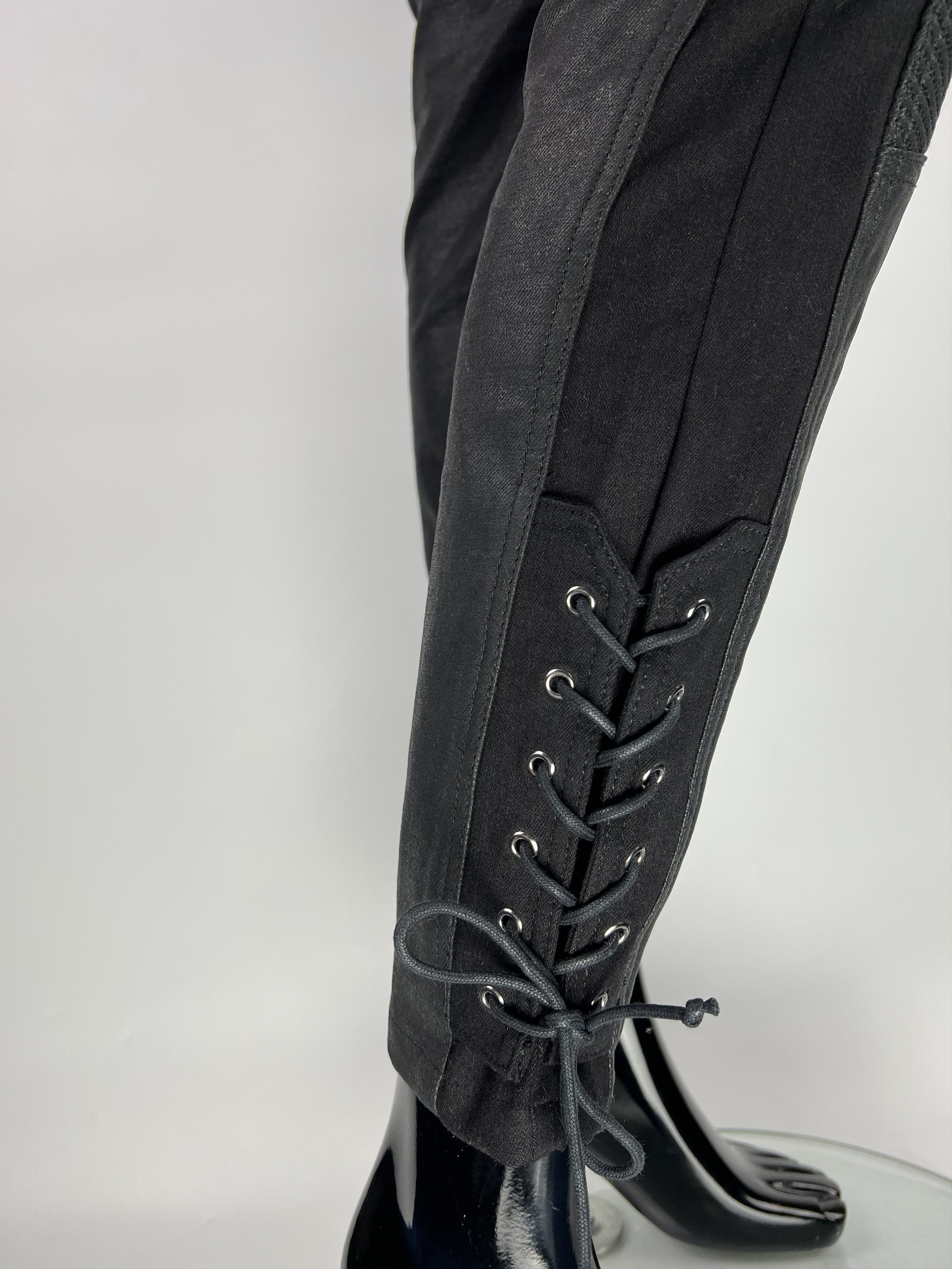 Roberto Cavalli Lace Up Leather Pockets Croco Print Waxed Pants Size IT42 Size 28" / US 6 / IT 42 - 6 Thumbnail