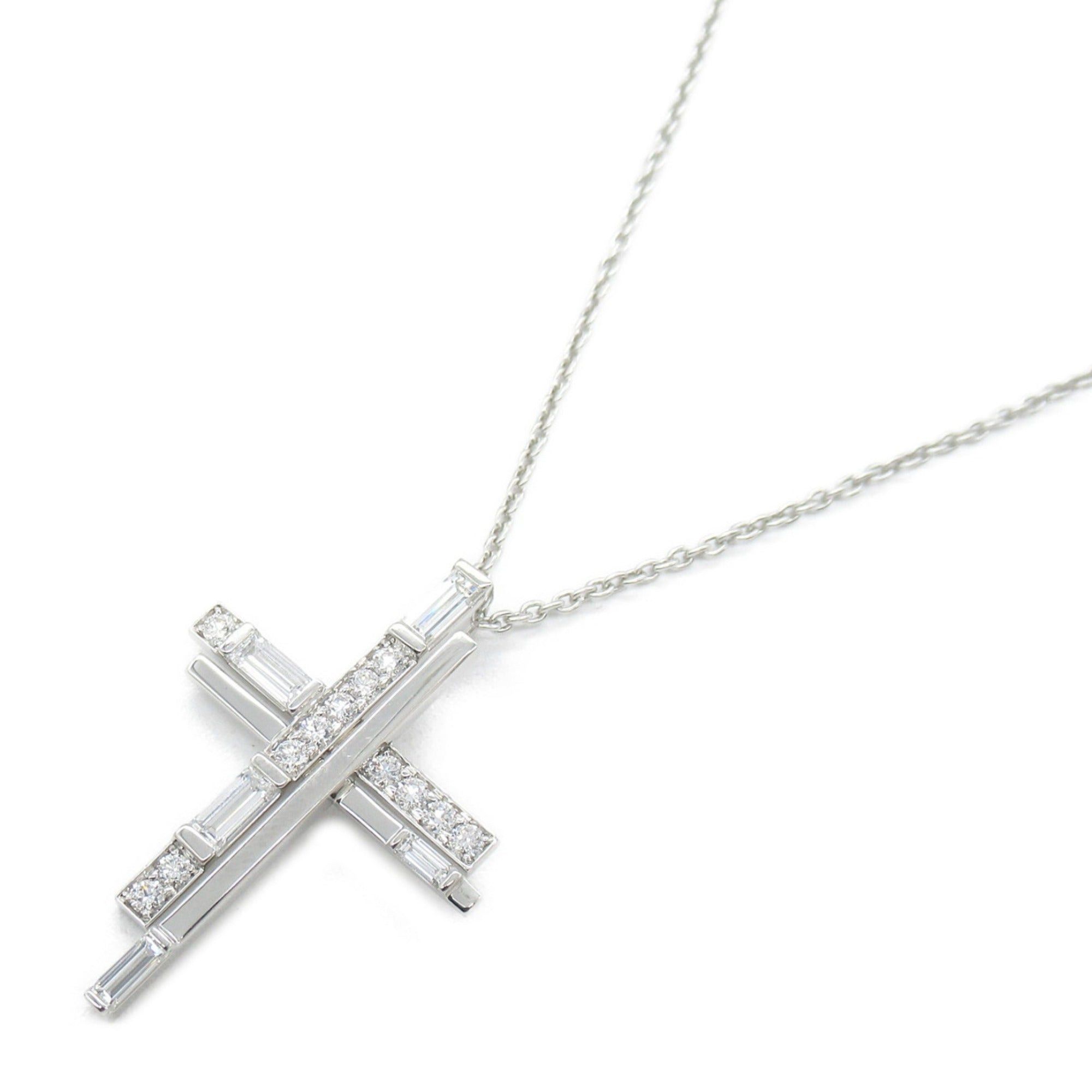 image of Harry Winston Traffic Accent Cross Diamond Necklace Necklace Clear Pt950Platinum Clear in Black, Wo