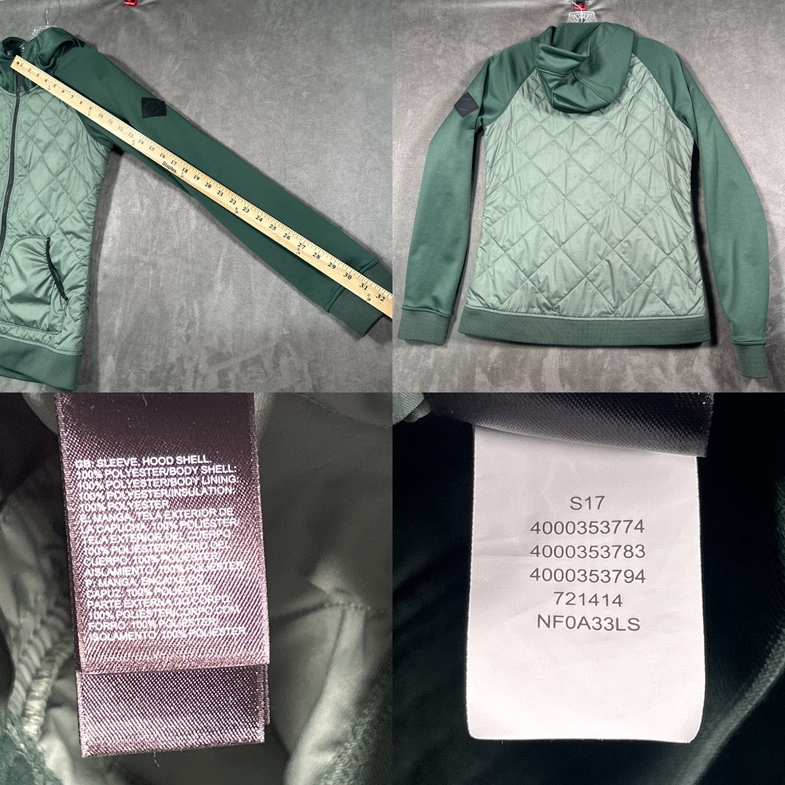The North Face VINTAGE The North Face Full Zip Quilted Jacket Womens M Green Hooded Stain Size M / US 6-8 / IT 42-44 - 8 Thumbnail