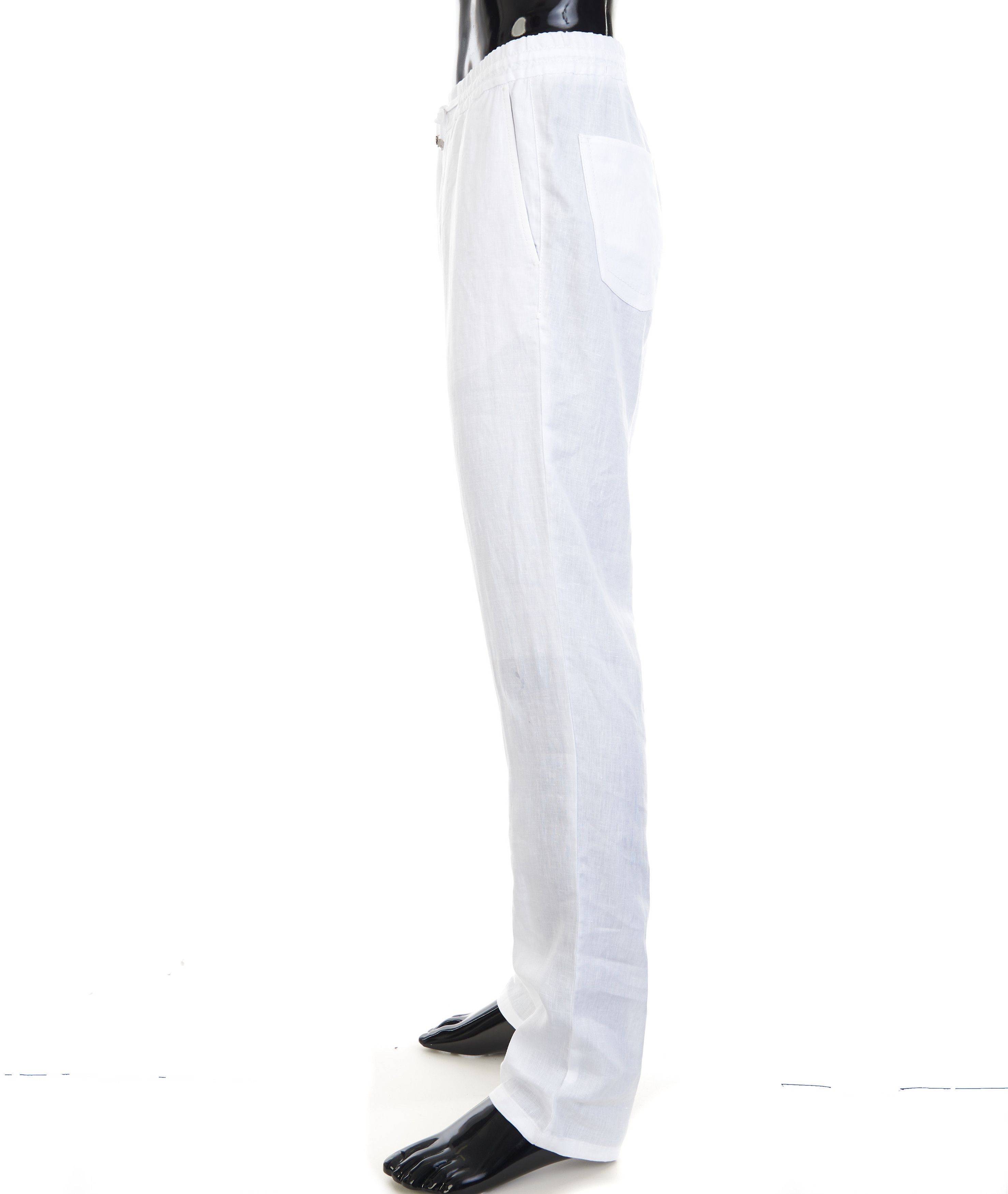 Zilli White Casual Elastic Drawstring Linen Pants Size US 30 / EU 46 - 4 Thumbnail