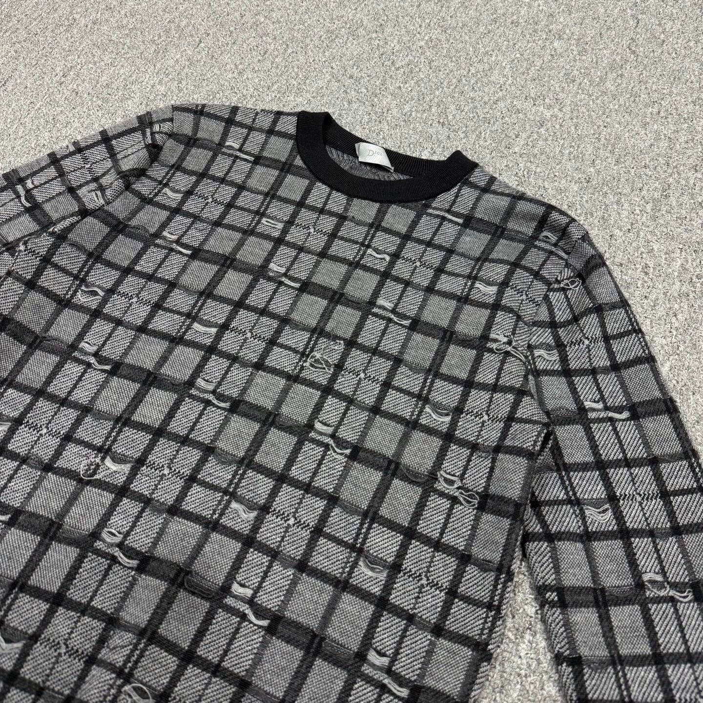 Dior Dior Grey Plaid Wool Crewneck Sweater XS Size XS / US 0-2 / IT 36-38 - 3 Thumbnail