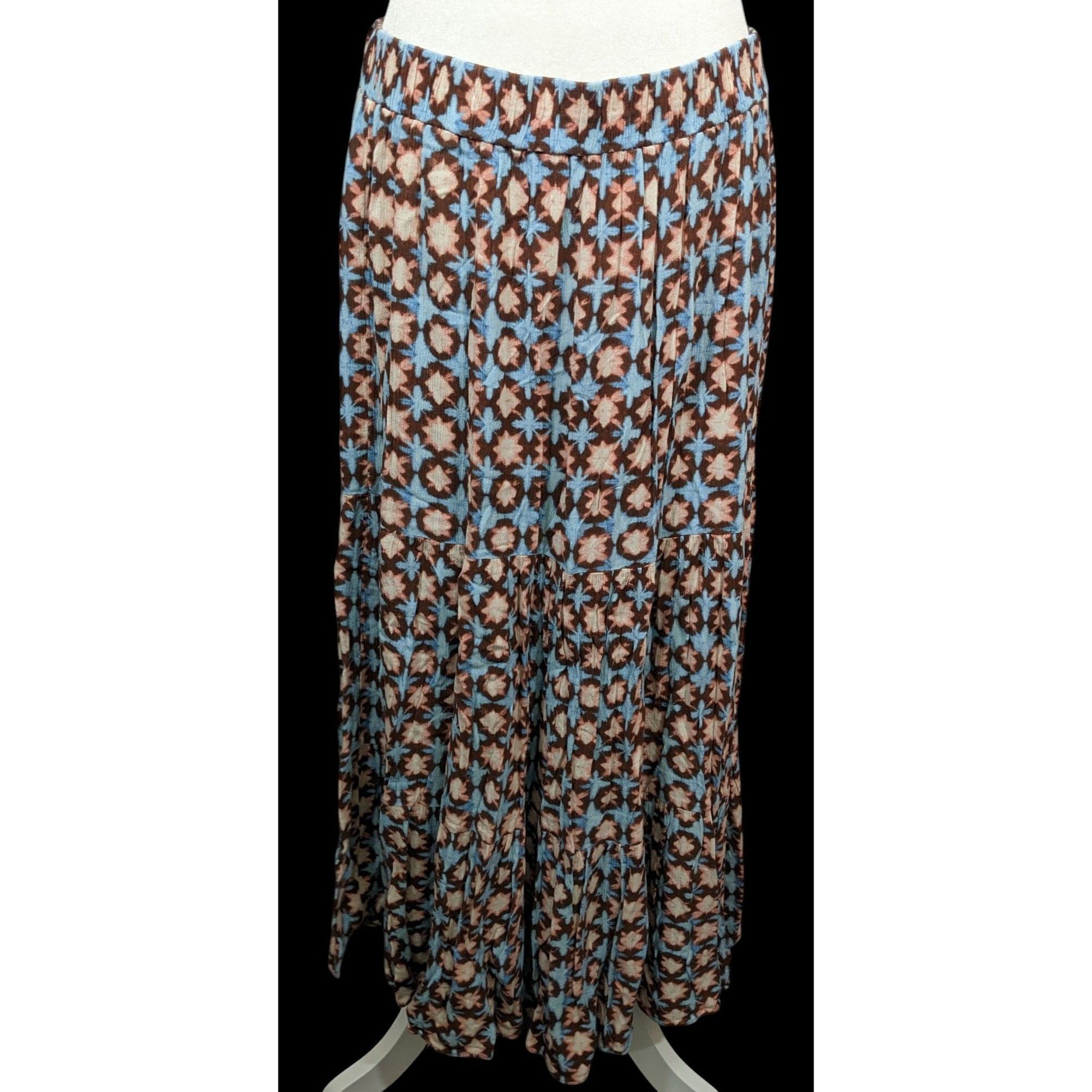 Loft Loft Cottagecore Blue Brown And Pink Abstract Maxi Skirt Size 32" / US 10 / IT 46 - 1 Thumbnail