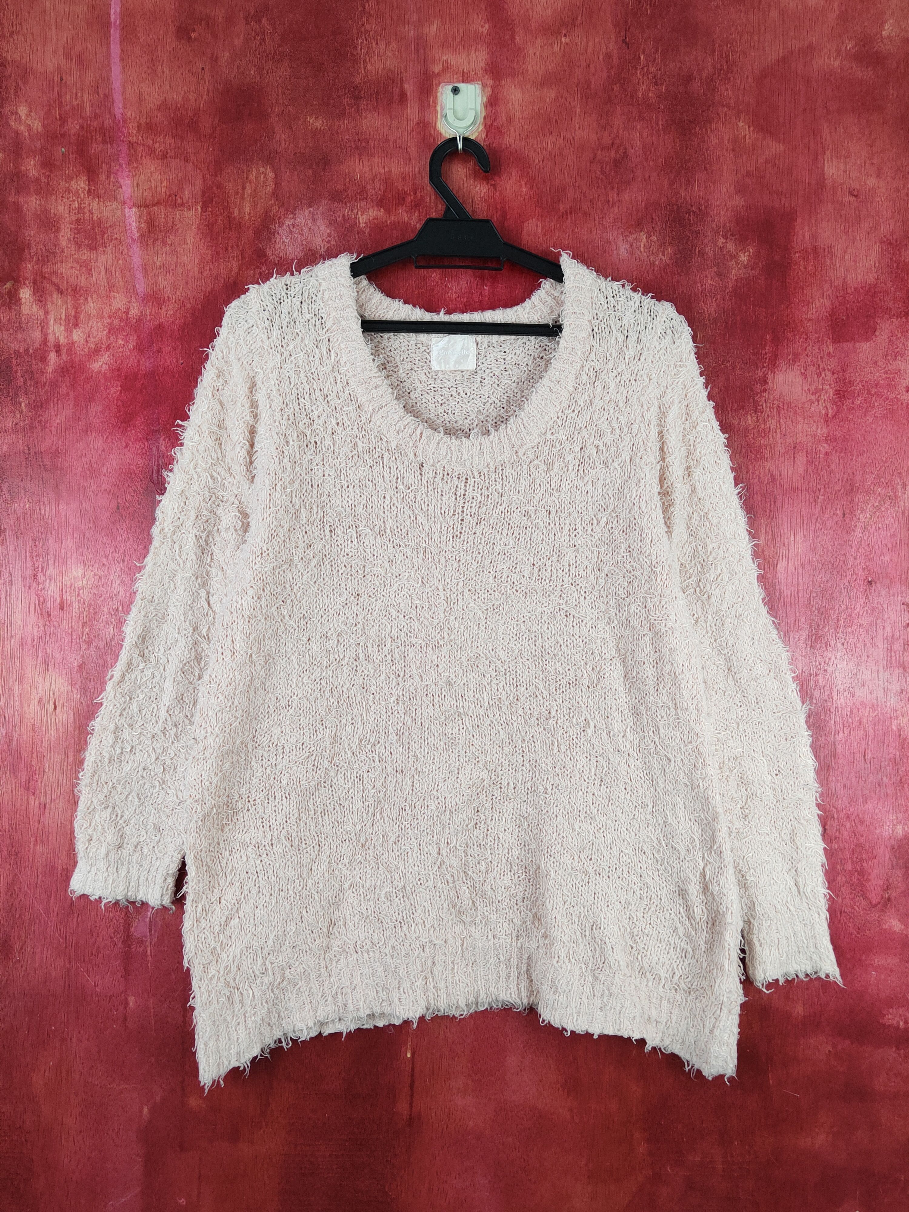 image of Homespun Knitwear x Vintage Emsexcite Peach Shag Shaggy Fur Mohair Knitwear S2008, Women's (Size Me