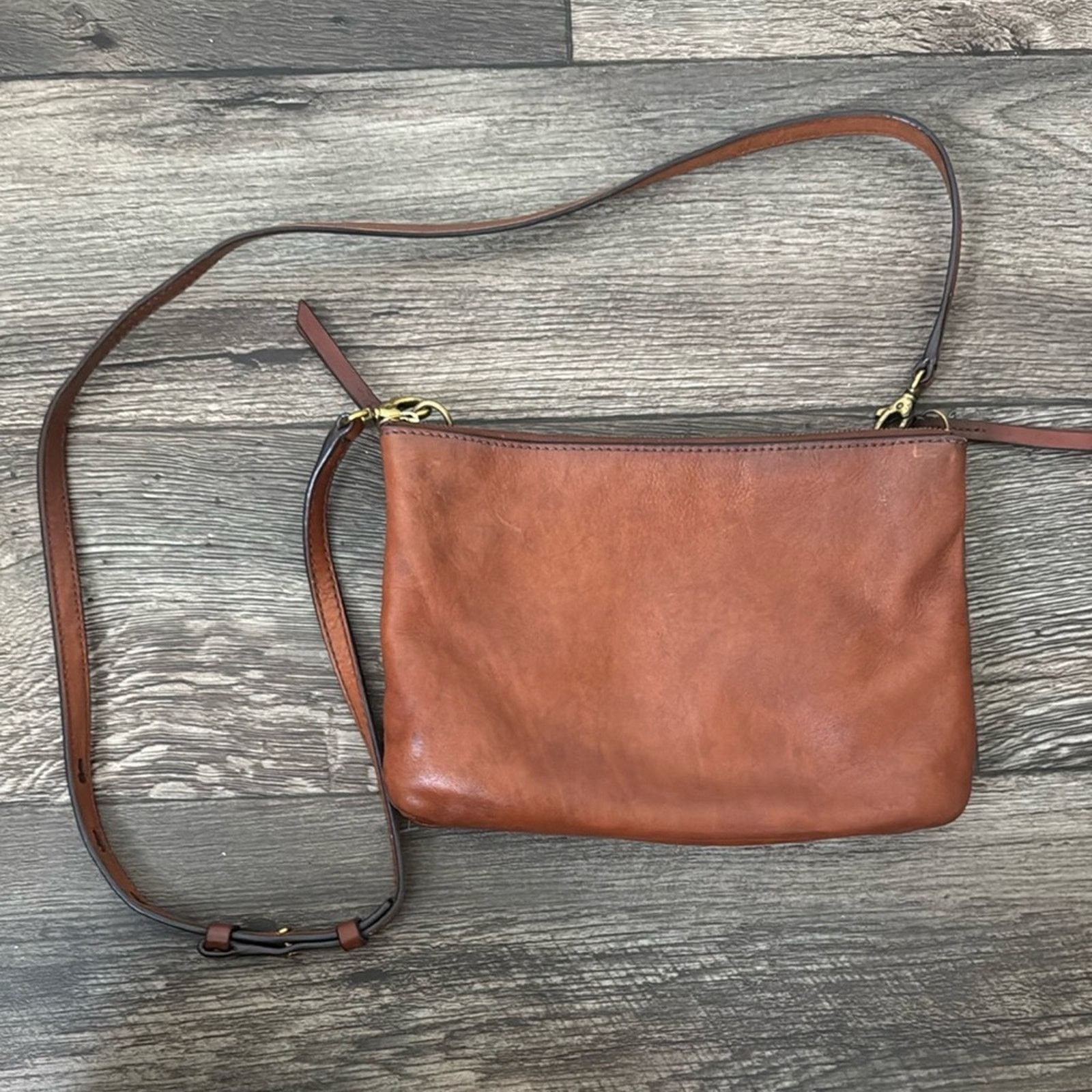 Fossil Devon Brown Leather Crossbody Bag