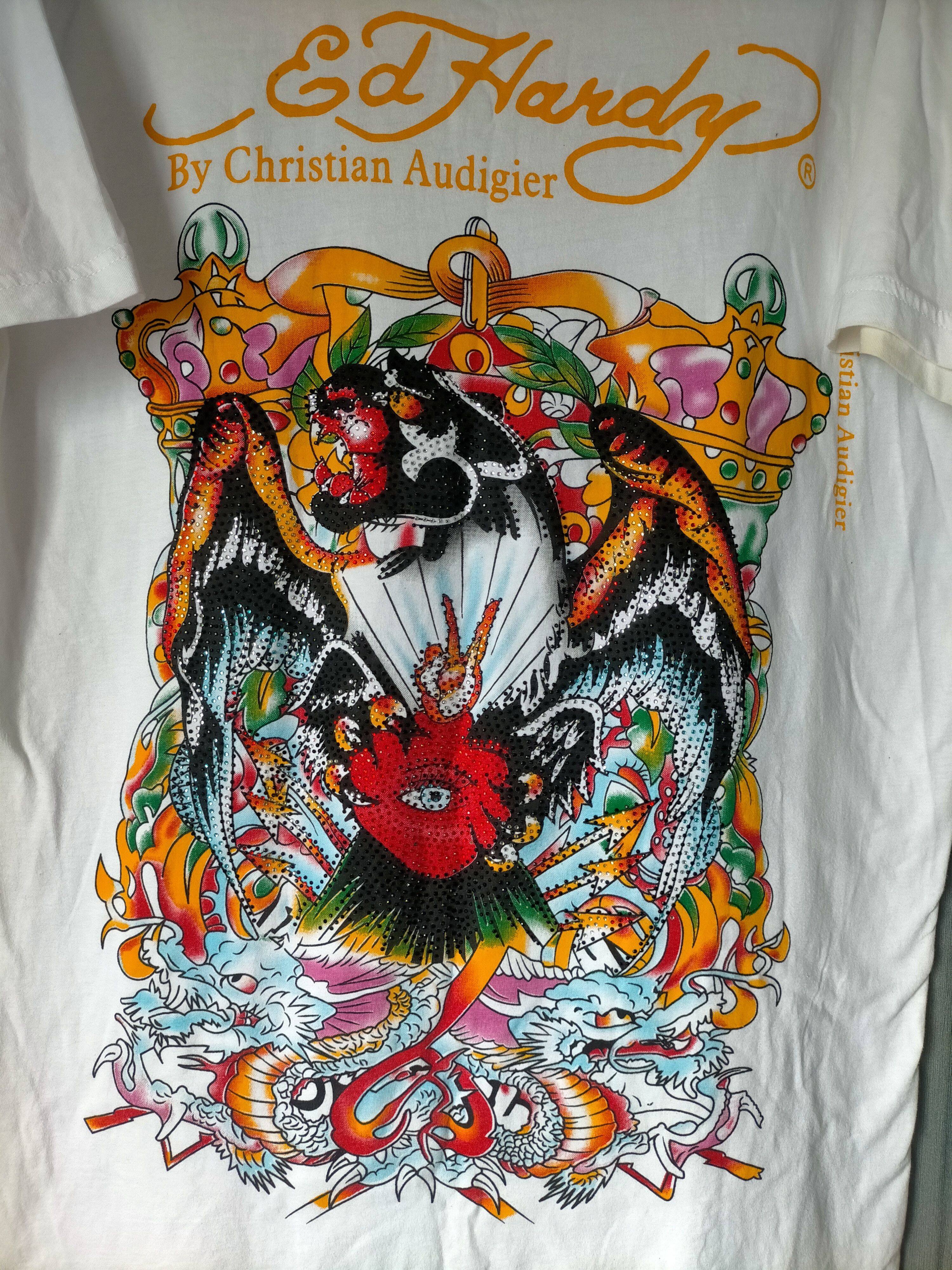 Ed Hardy Ed Hardy By Christian Audigier White T-shirt Size US XL / EU 56 / 4 - 6 Thumbnail