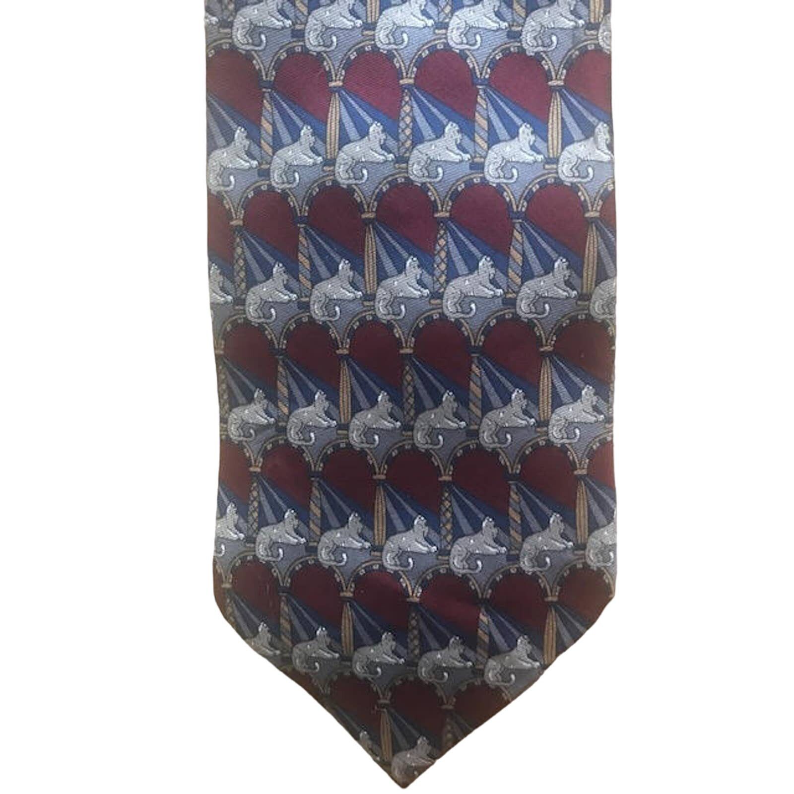 Geoffrey Beene Vintage Wide Geoffrey Beene Silk Maroon Lion Sphinx Tie Size ONE SIZE - 3 Thumbnail