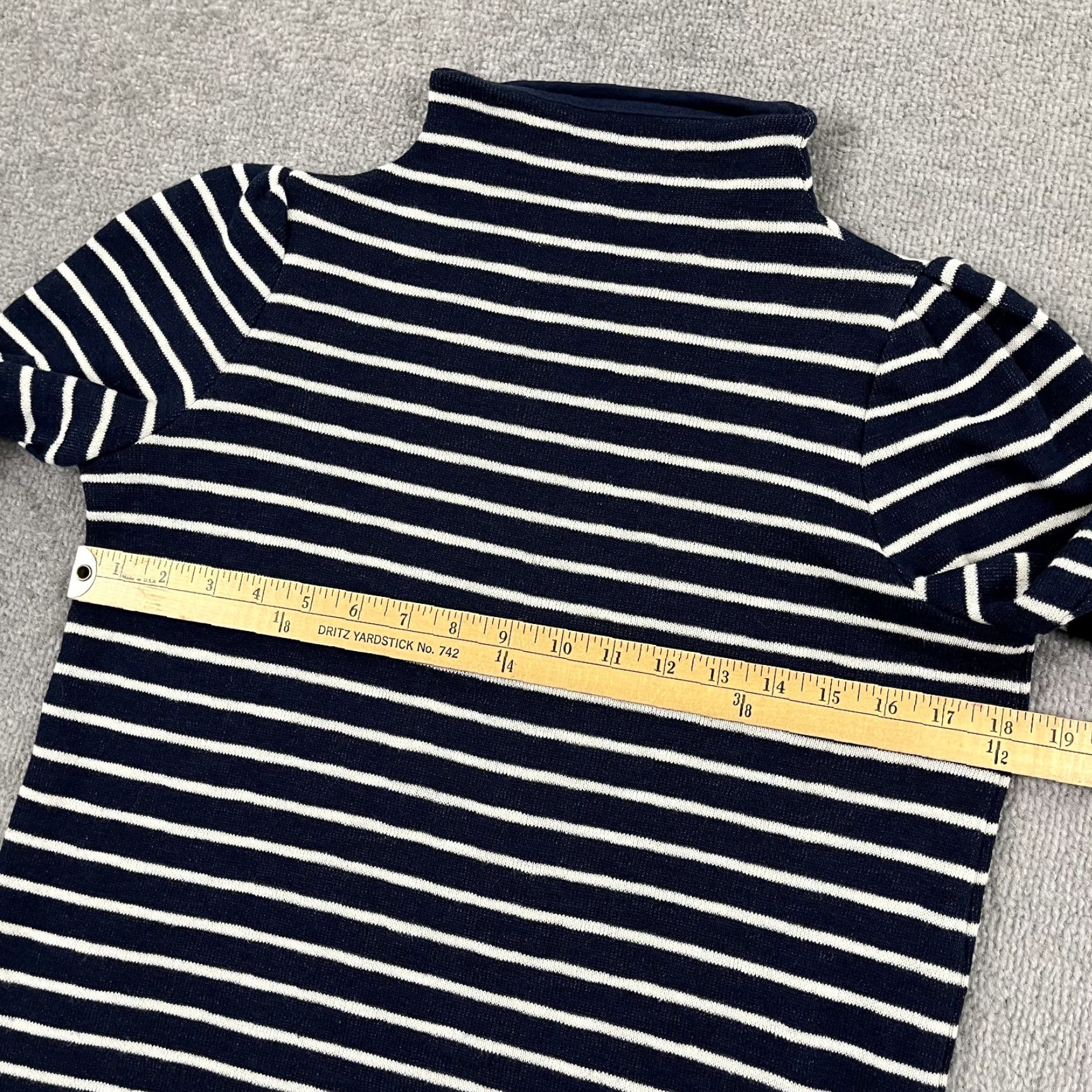 Madewell Madewell Mockneck Sweater Top Striped Womens XS Knits Pullover Gathered Sleeve Dark Nightfall Blue Casual Womens XS Size XS / US 0-2 / IT 36-38 - 5 Thumbnail