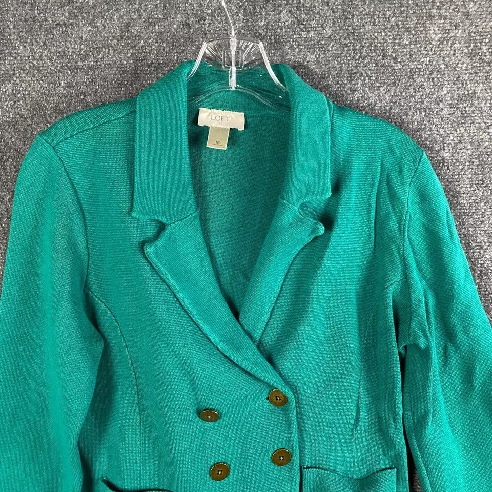Loft LOFT Pea Coat Women's Medium 100% Cotton Knitted Teal M Size M / US 6-8 / IT 42-44 - 2 Thumbnail