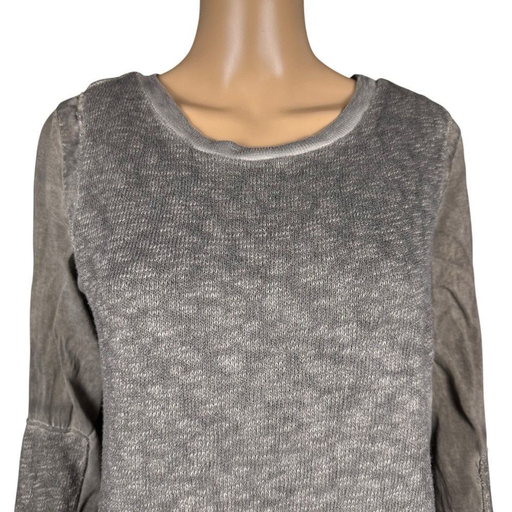Other Tina + Jo MIxed Media Long Sleeve Grey Cotton Rayon Sweater Size M / US 6-8 / IT 42-44 - 2 Thumbnail