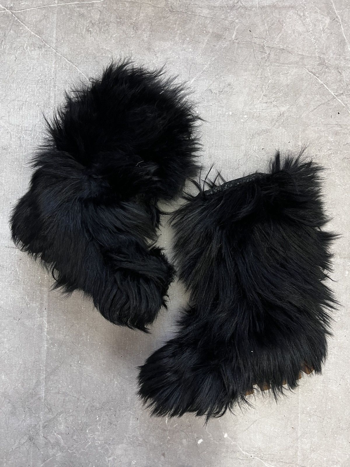 If Six Was Nine Black fur opium boots shoes rick owens style hype gothic Size US 7.5 / EU 40-41 - 1 Thumbnail