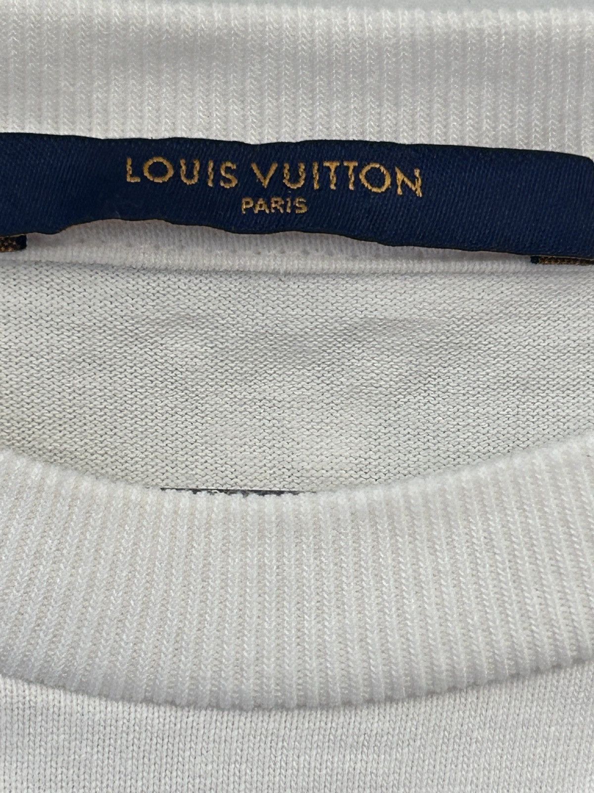 Louis Vuitton Louis Vuitton White Cotton Logo Jacquard Knit T-Shirt Large Size US L / EU 52-54 / 3 - 11 Thumbnail