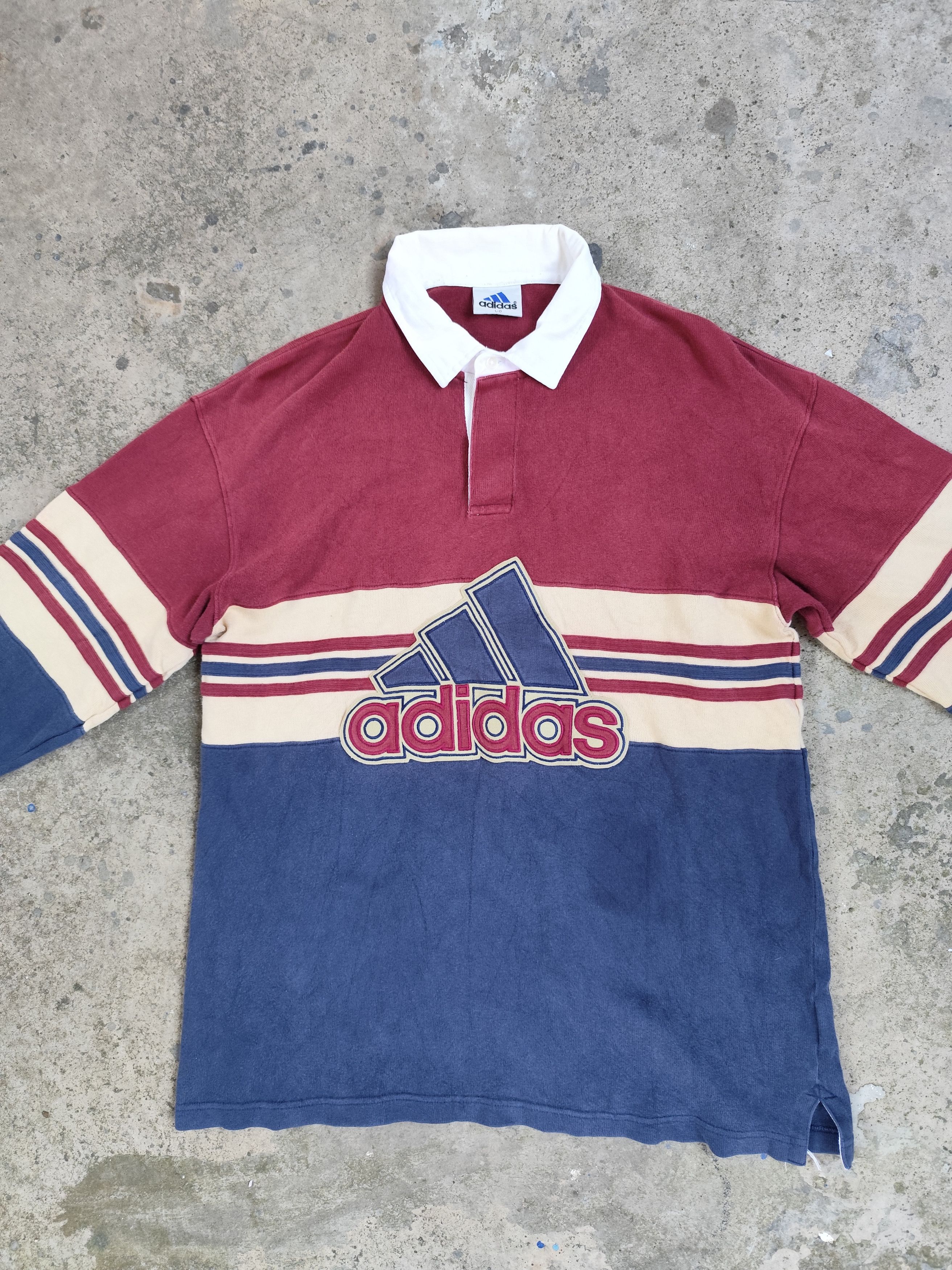 Adidas Vintage 90s rugby shirt adidas equipment logo embroidery | Grailed