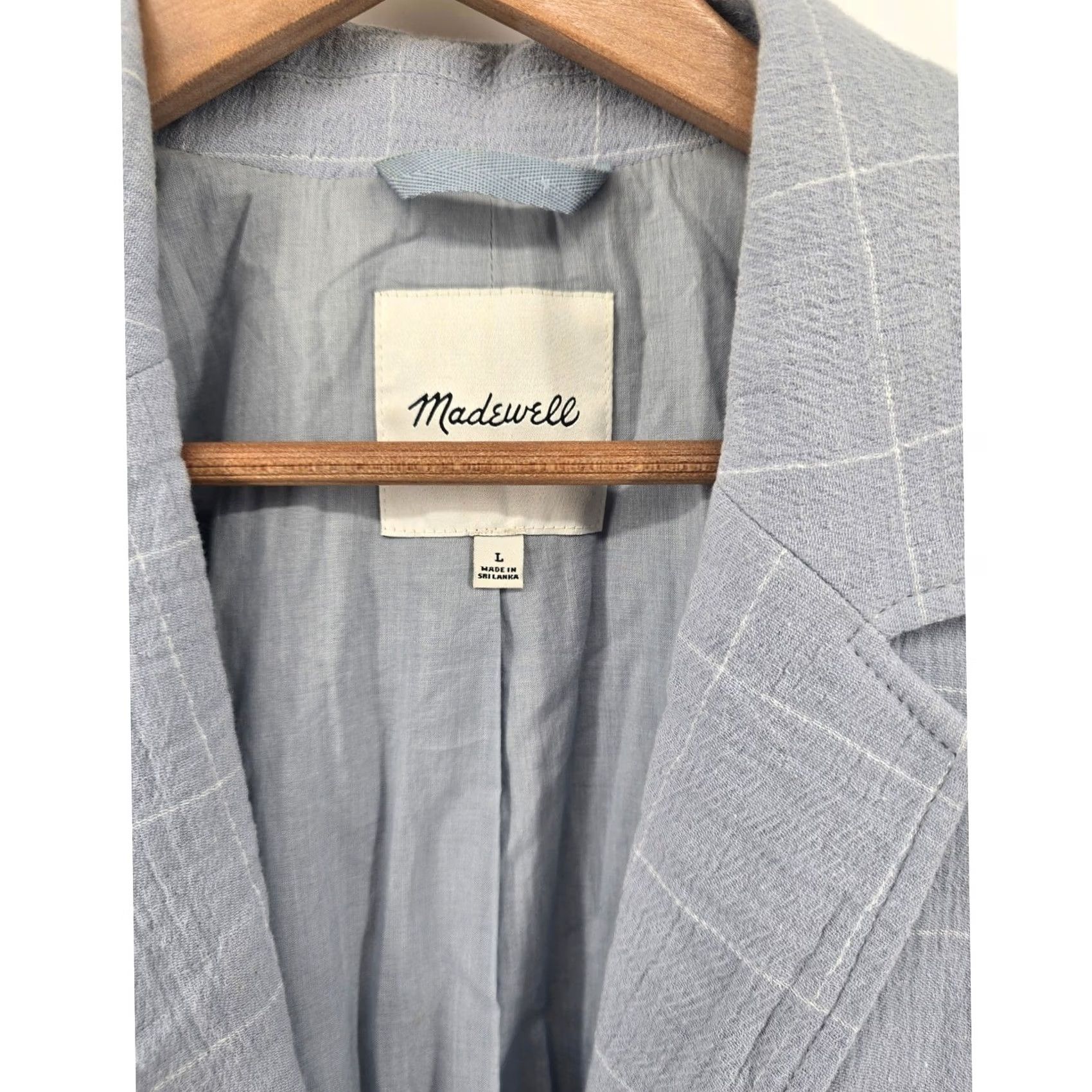 Madewell Madewell Plaid Blazer Light Blue Check Oversized Womens Academia Size L / US 10 / IT 46 - 2 Thumbnail