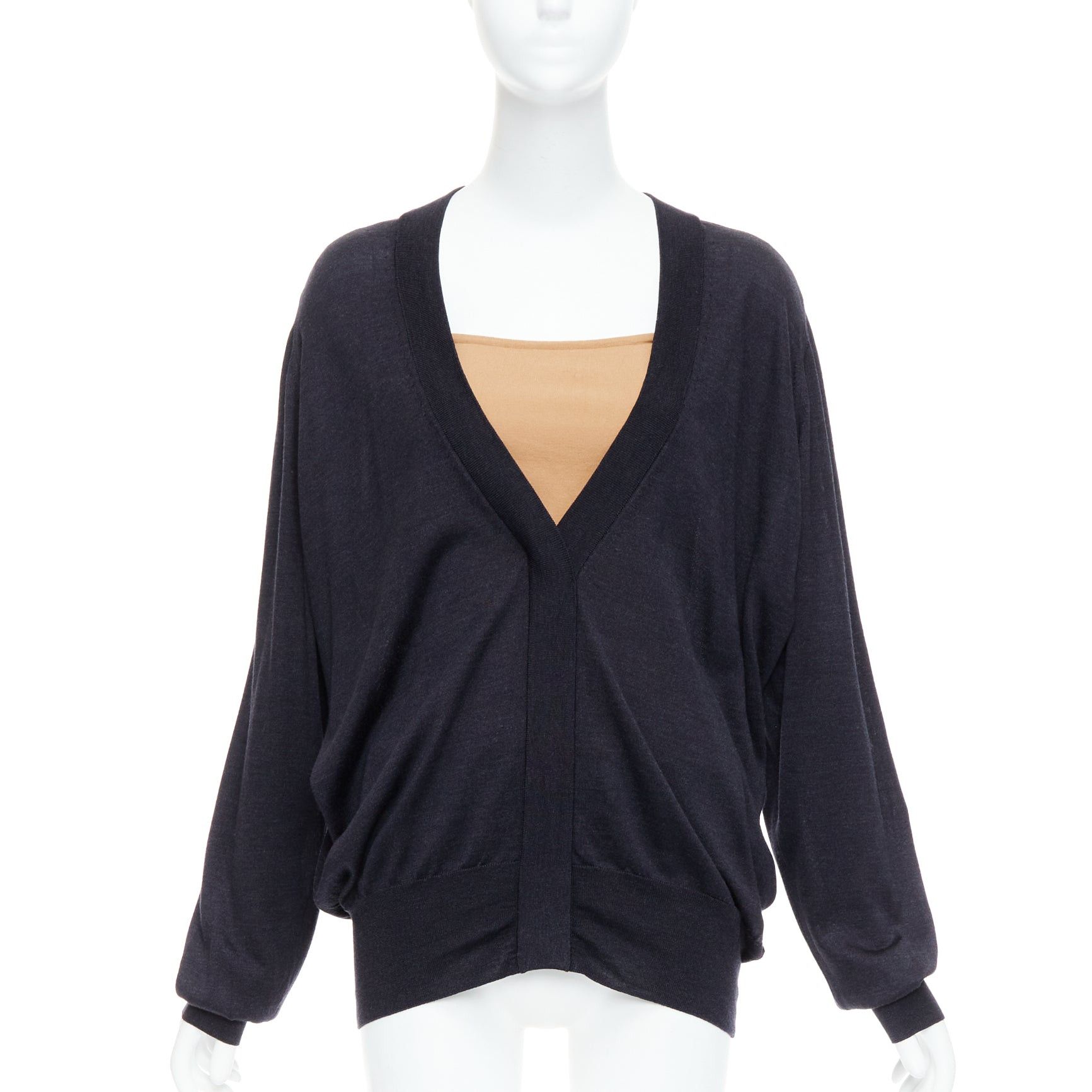 Maison Margiela MAISON MARGIELA 2011 black nude silk blend layered deconstructed sweater XS Size S / US 4 / IT 40 - 1 Thumbnail
