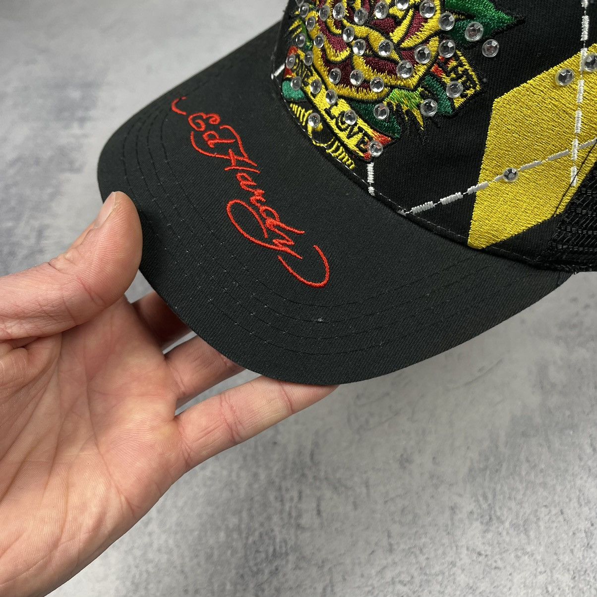 Ed Hardy × Vintage Vintage Ed Hardy rose tattoo y2k trucker cap 90’s Size ONE SIZE - 8 Thumbnail