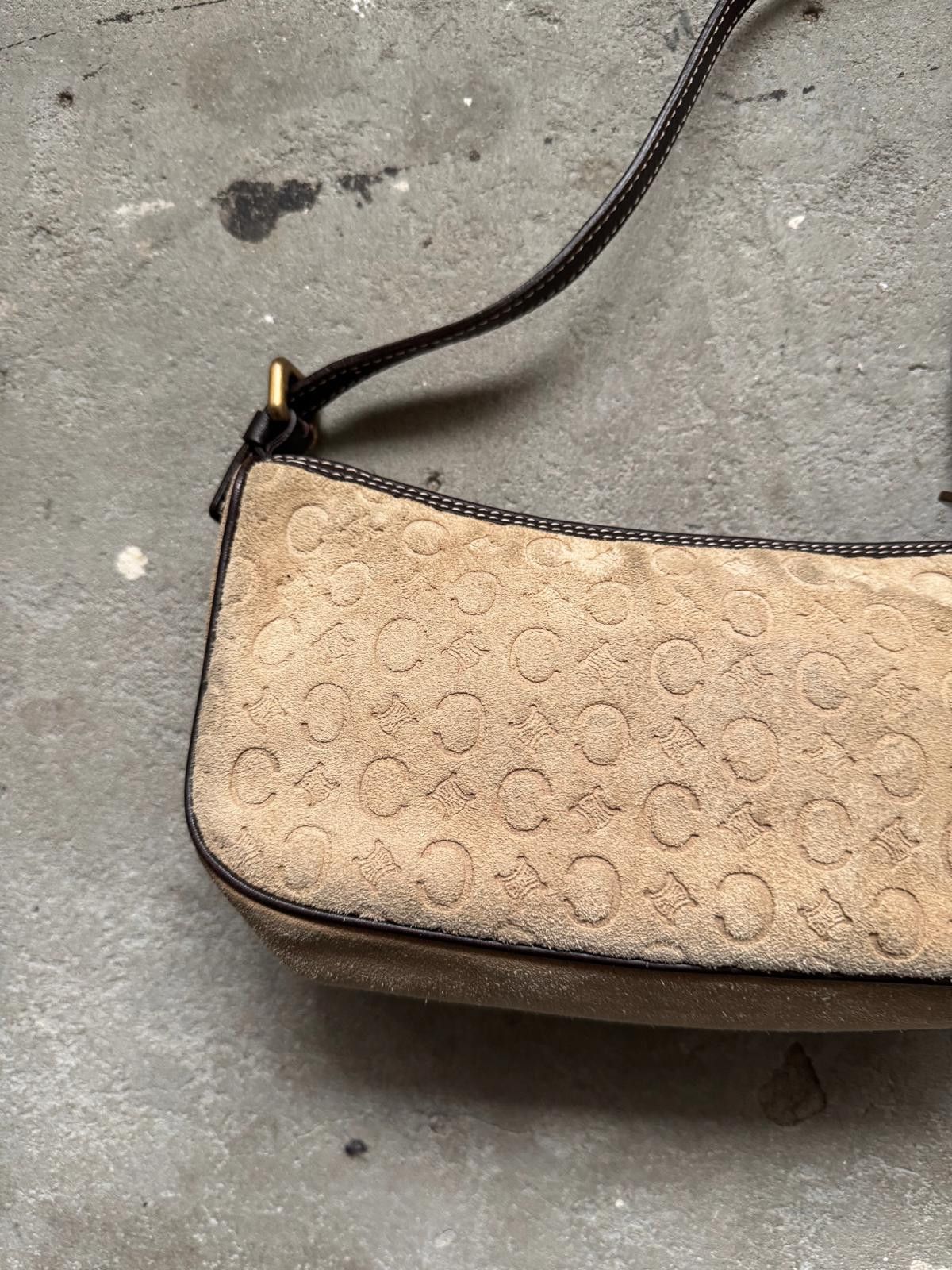 Celine Celine Macadam Suede Shoulder Bag Beige/Brown Size ONE SIZE - 8 Thumbnail