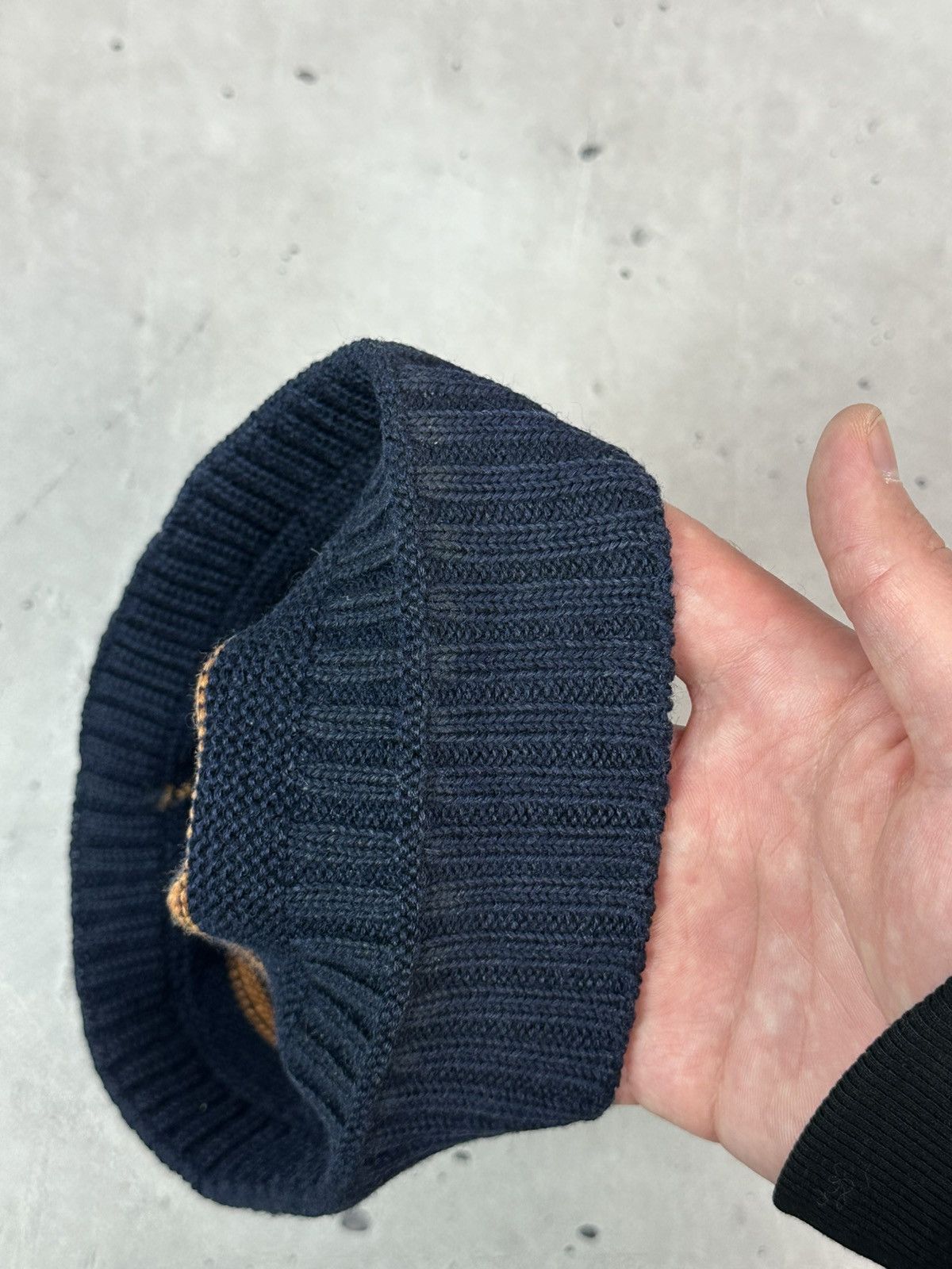 Lacoste Vintage Lacoste Wool Knit Logo Stripped Navy-Orange Beanie Size ONE SIZE - 6 Thumbnail