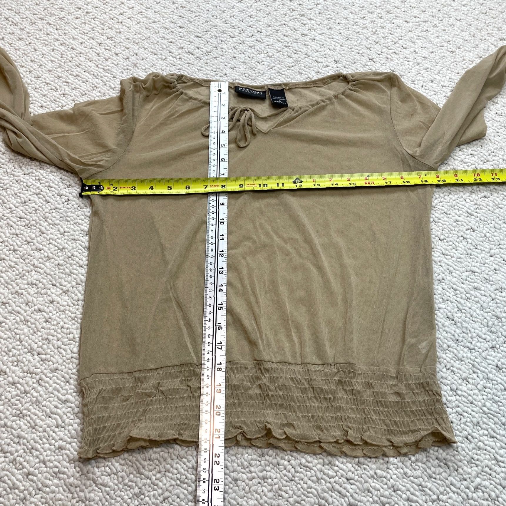 Vintage New York & Company Blouse Womens Large Brown Nylon Lightweight Stretch Boat Neck Long Sleeve Pullover Solid Size L / US 10 / IT 46 - 5 Thumbnail