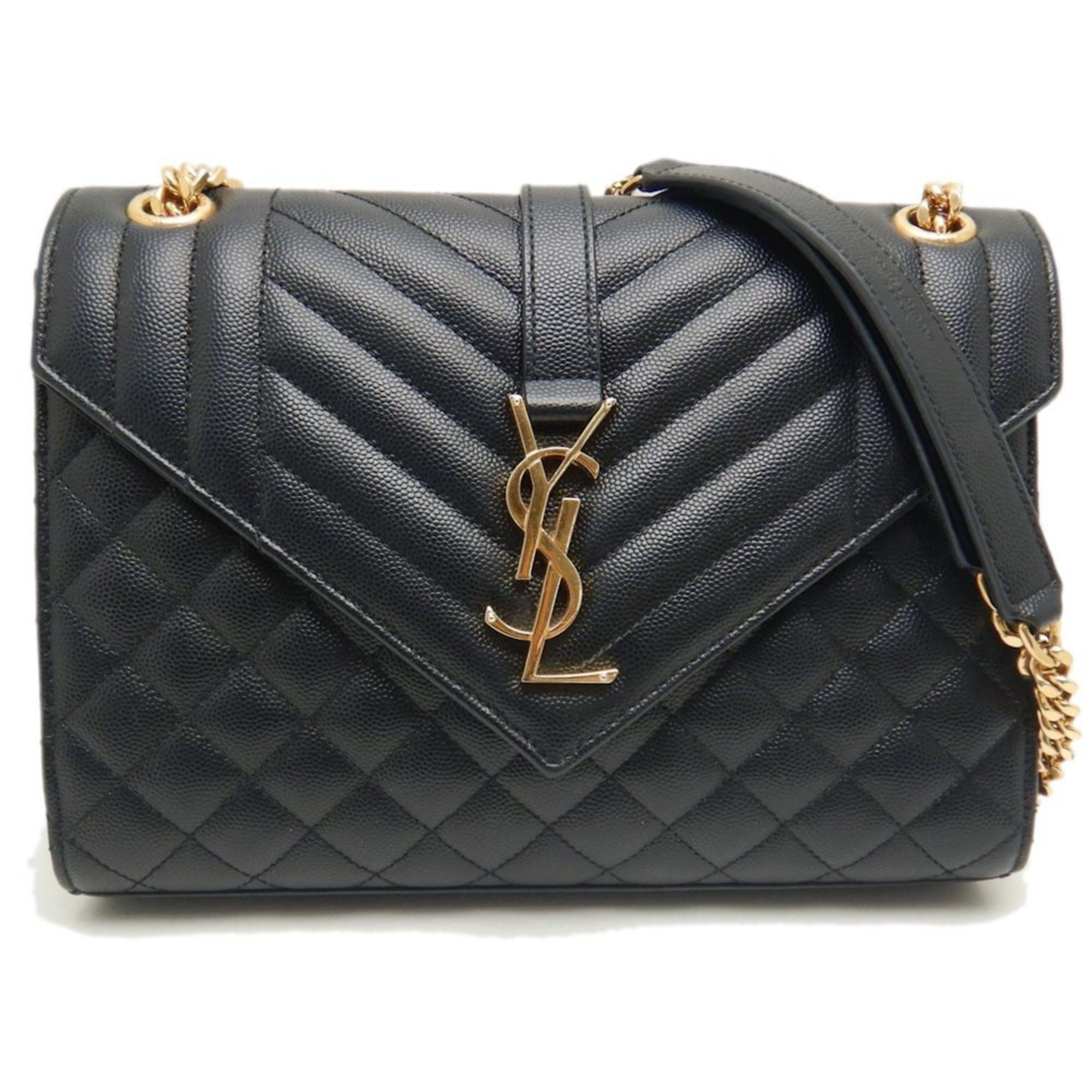 Saint Laurent Paris Saint Laurent Envelope 487206 Shoulder Bag Chain Black 252659, Women's