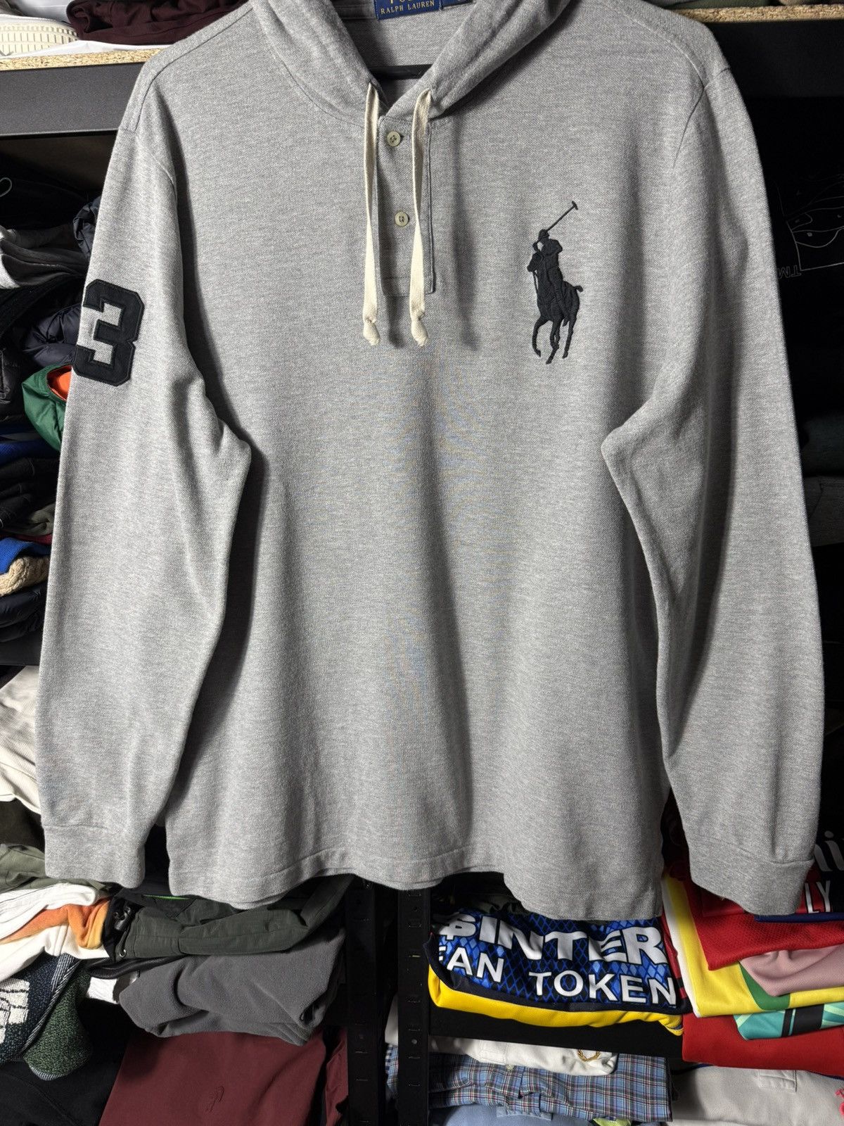 Ralph Lauren Polo Ralph Lauren Big Pony Hooded Long Sleeve Shirt Grey XL Size US XL / EU 56 / 4 - 3 Thumbnail
