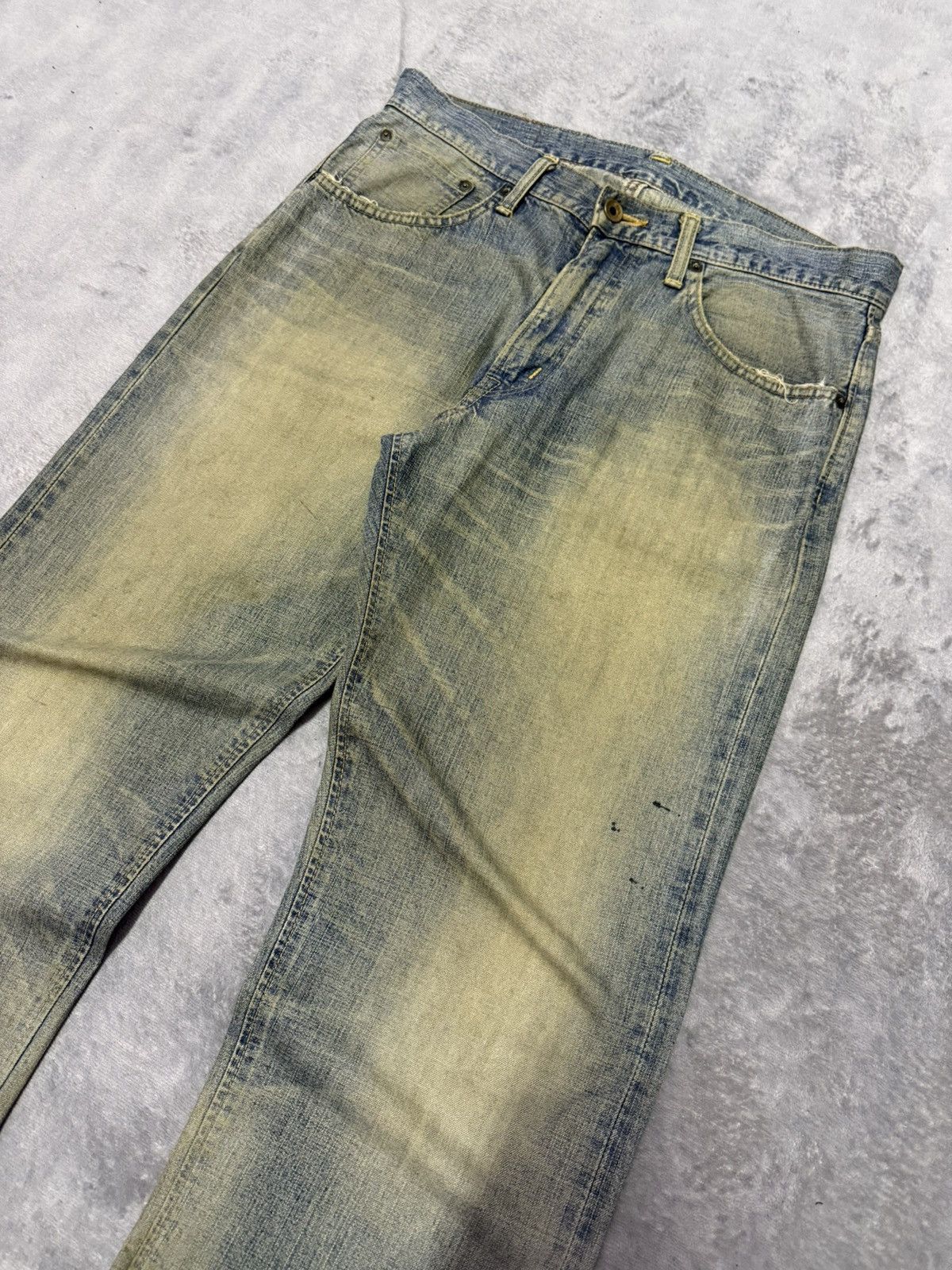 Edwin × Japanese Brand × Vintage Edwin 505 Mud Wash Selvedge Red Line Loose Straight Jeans Size US 31 - 4 Thumbnail
