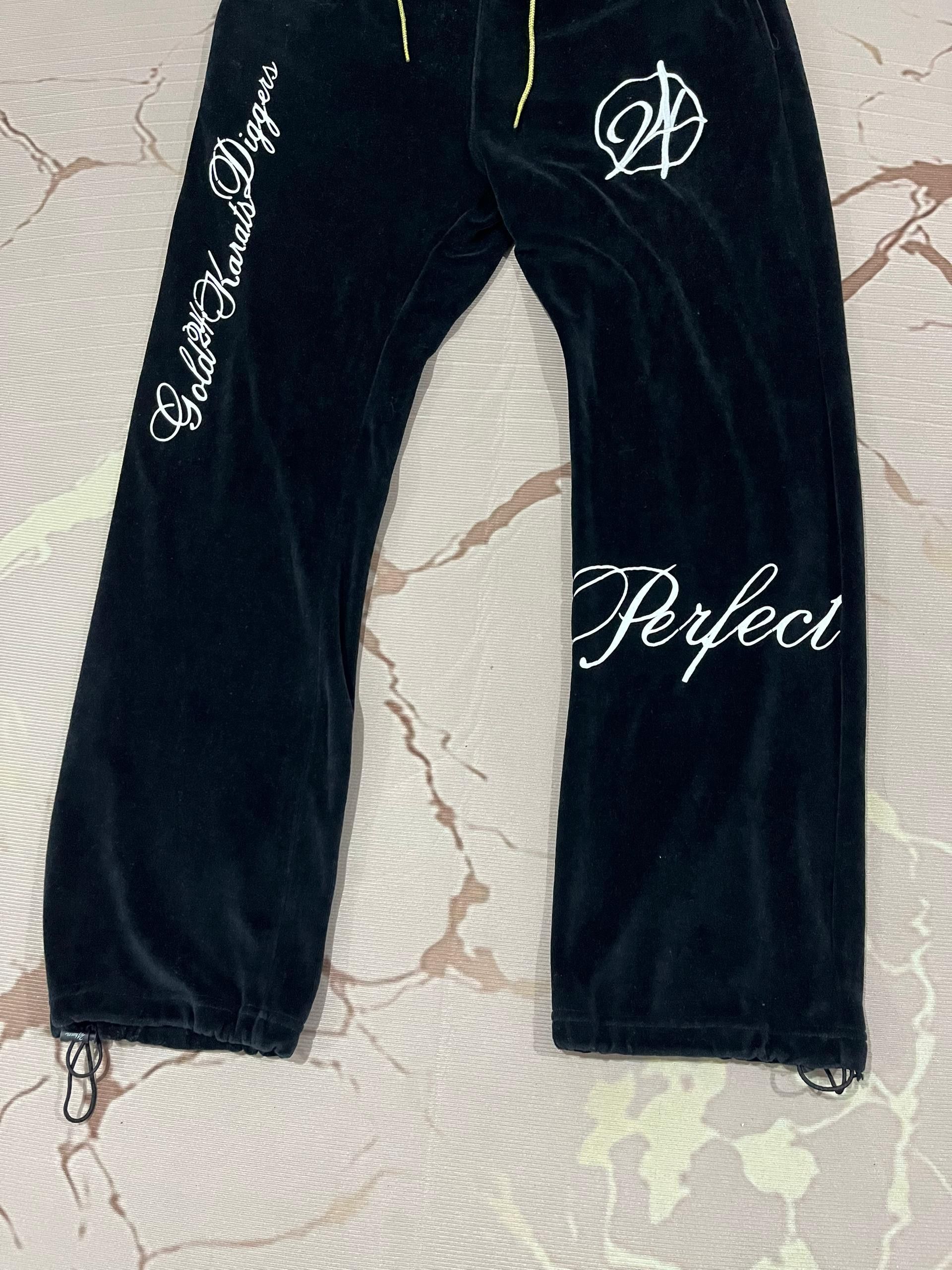 Japanese Brand 24 Karats Velvet Track Pants Script Logo M Size US 30 / EU 46 - 3 Thumbnail