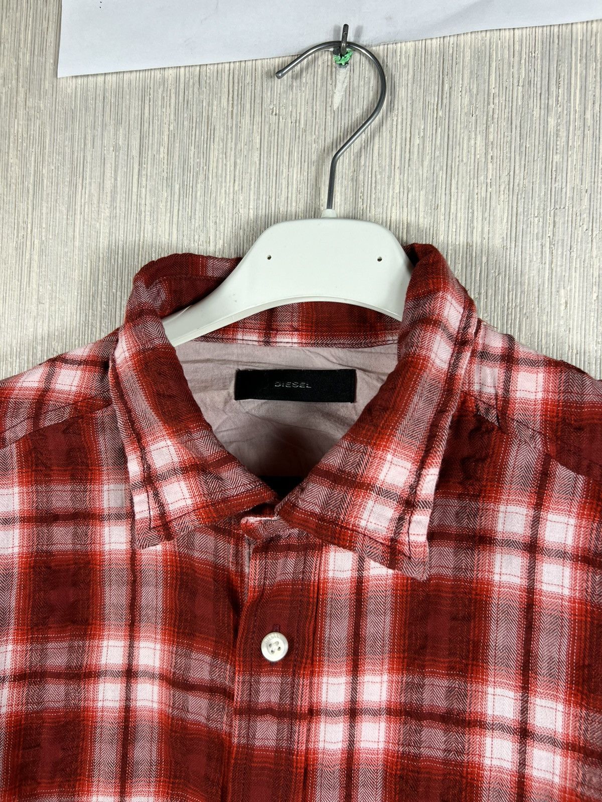 Diesel Diesel plaid button up checked distressed shrunk shirt logo Size US L / EU 52-54 / 3 - 8 Thumbnail