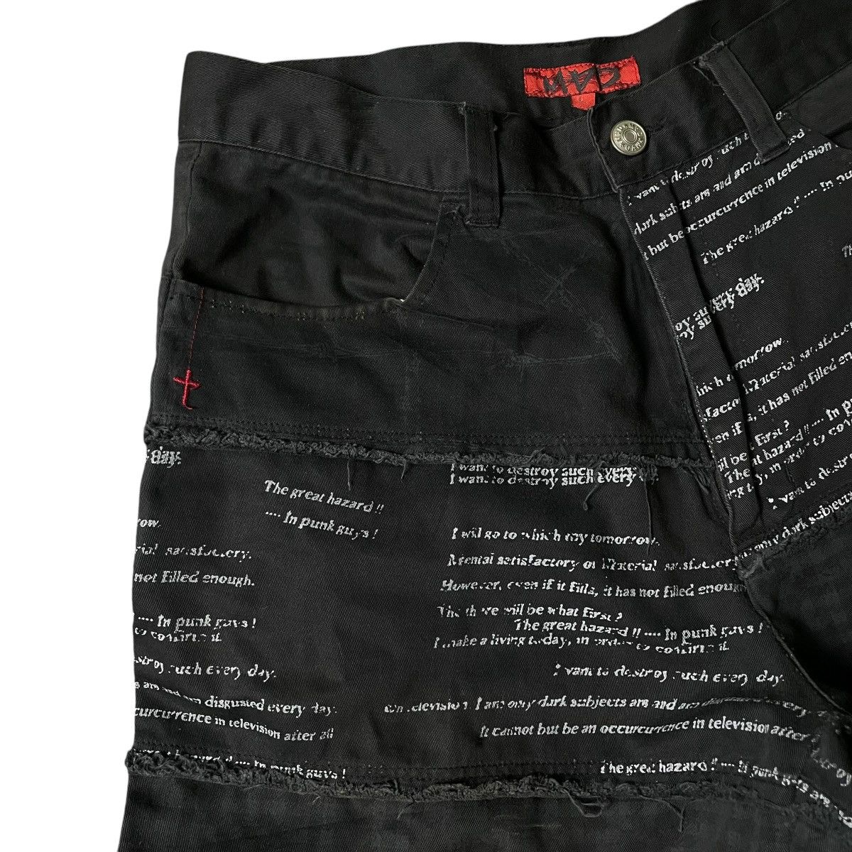 If Six Was Nine × Japanese Brand × Yasuyuki Ishii 🇯🇵☠️ MAD PUNK WORDING PATCHES SEDITIONARIES GOTHIC PANTS Size US 29 - 4 Thumbnail