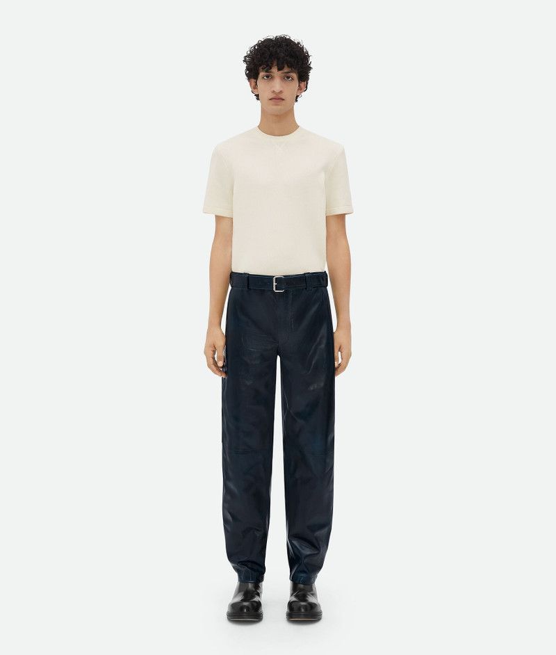 Bottega Veneta o1s1rm0326 Leather Belted Trousers in Blue Size US 38 / EU 54 - 1 Thumbnail