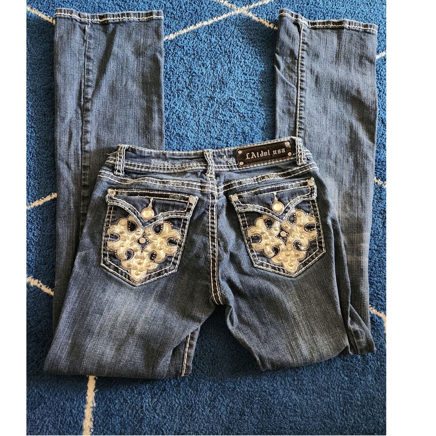 Other L.A Idol Women's Embellished Dark Bootcut Jeans-9 W21x L34 Size 34" / US 12 / IT 48 - 1 Thumbnail