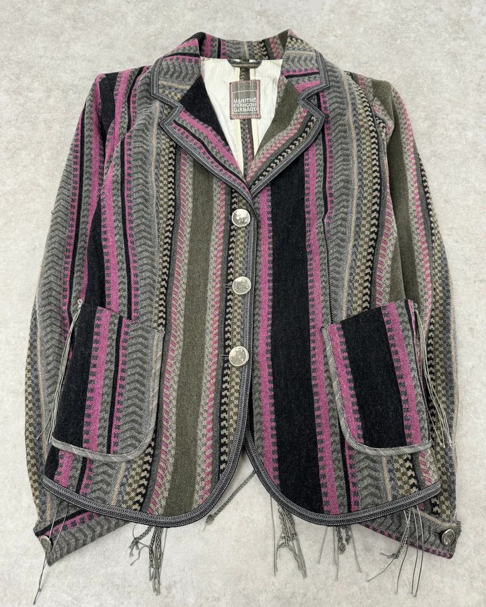 Marithe + Francois Girbaud 1990s Marithé + François Girbaud Striped Blazer Jacket Size XS / US 0-2 / IT 36-38 - 4 Thumbnail