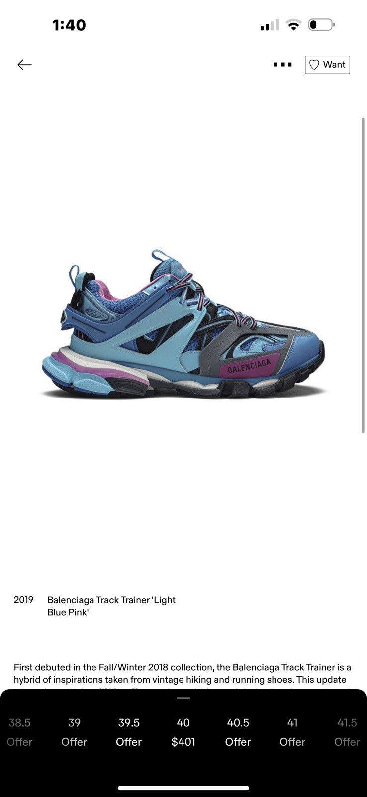 Balenciaga Balenciaga Track Trainer 'Light Blue Pink' Size US 7 / IT 37 - 6 Thumbnail