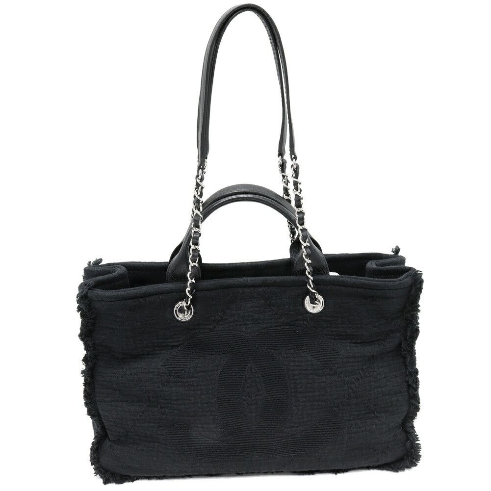 Chanel Chanel Chanel Deauville Cotton Calfskin 2way Bag Leather Tote Bag A57180 DUTY FREE for USA Size ONE SIZE - 1 Thumbnail