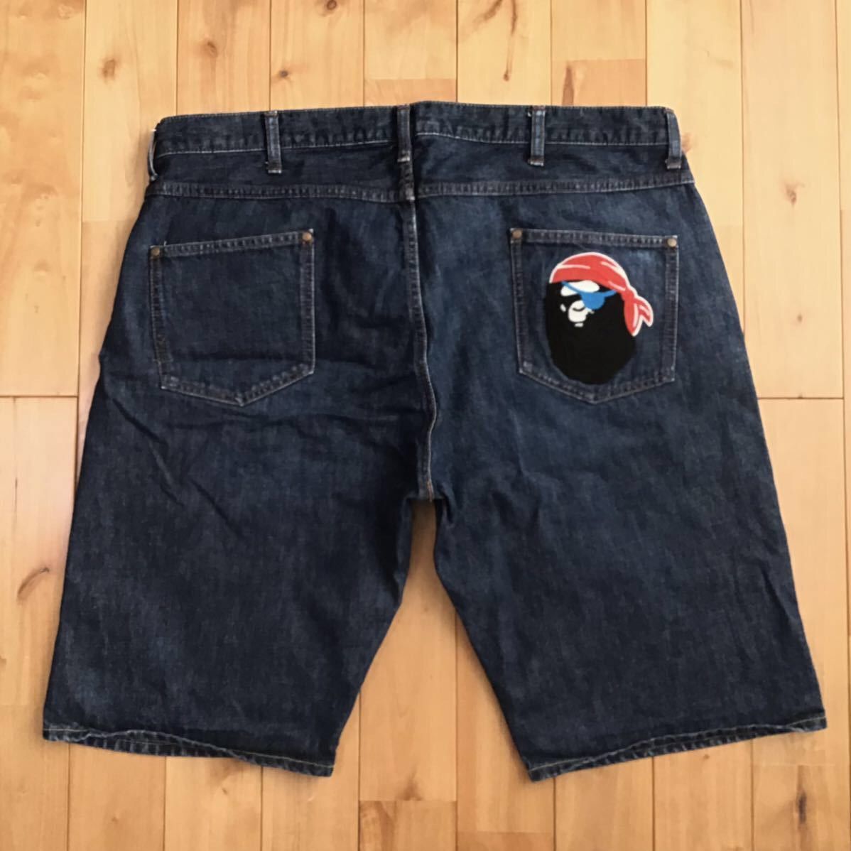 image of Pirate Store Limited Bape Ape Head Denim Shorts ★Size Xxl in Indigo, Men's (Size 38)