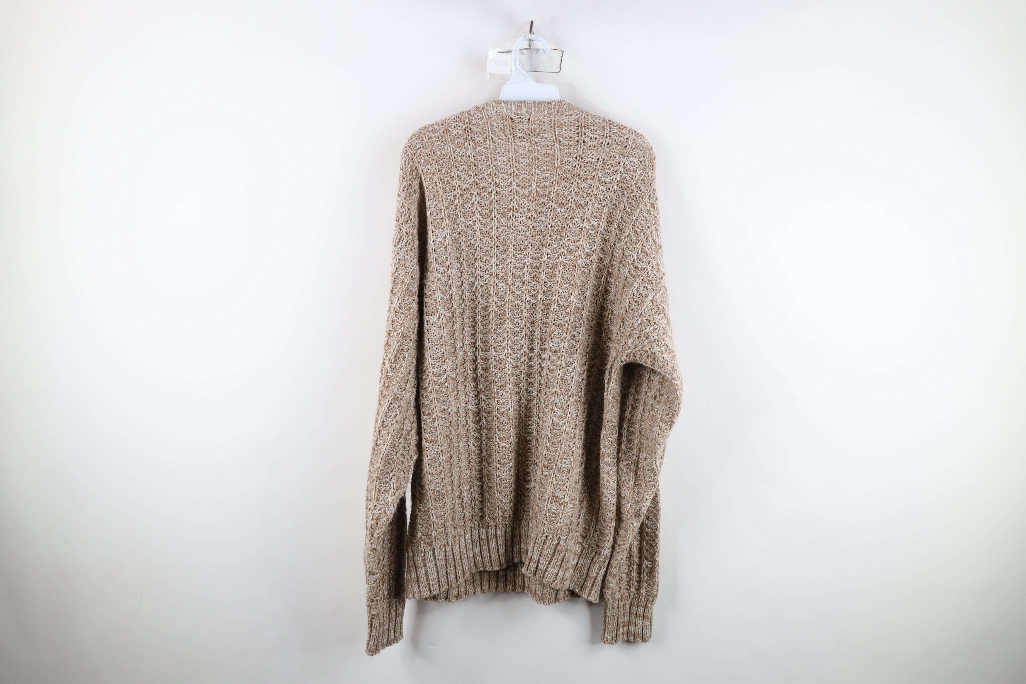 Vintage Vintage 90s Streetwear Ribbed Knit Crewneck Sweater Beige Size US XL / EU 56 / 4 - 7 Thumbnail