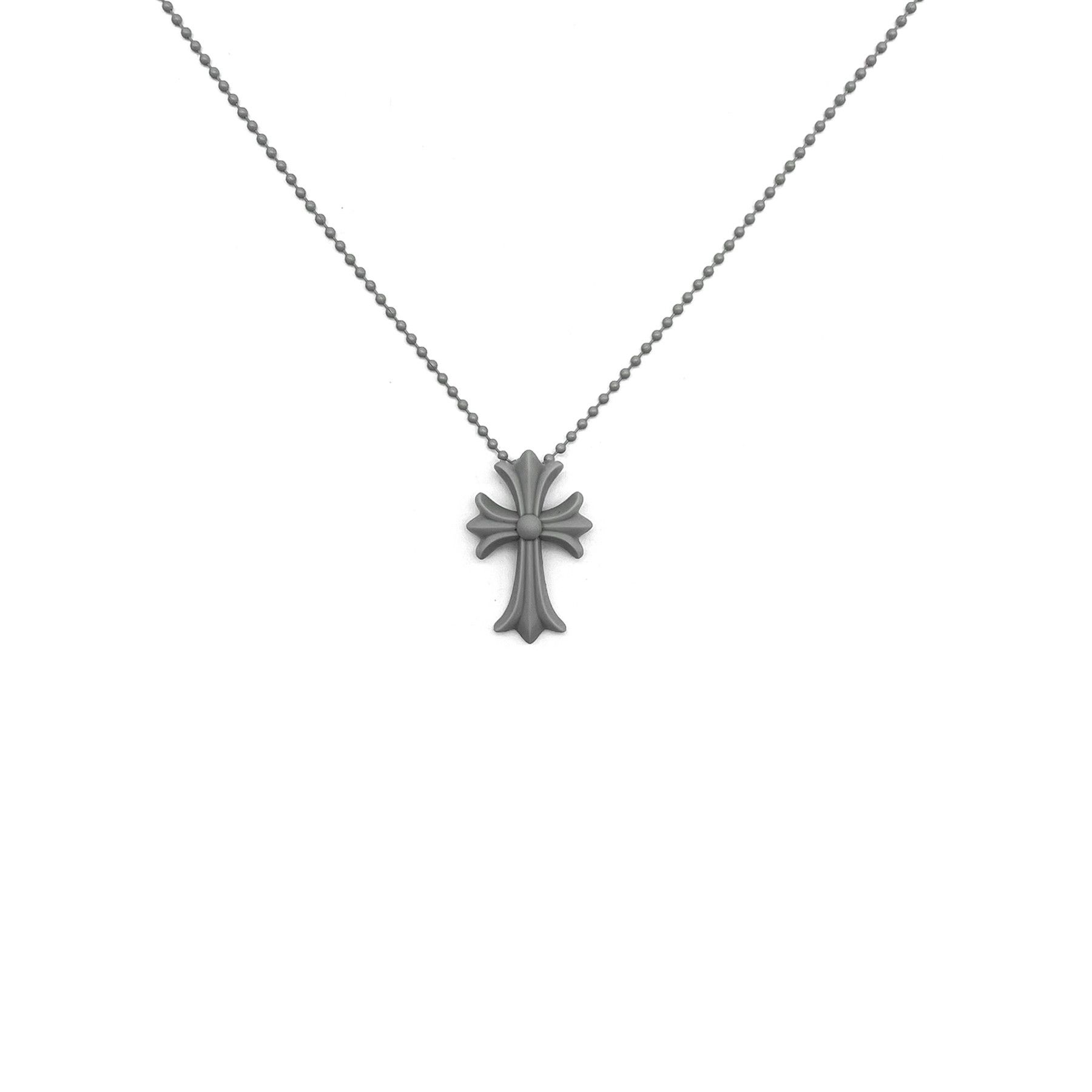 Chrome Hearts Chrome Hearts Resin Grey Cross Pendant Ball Chain Size ONE SIZE - 1 Thumbnail