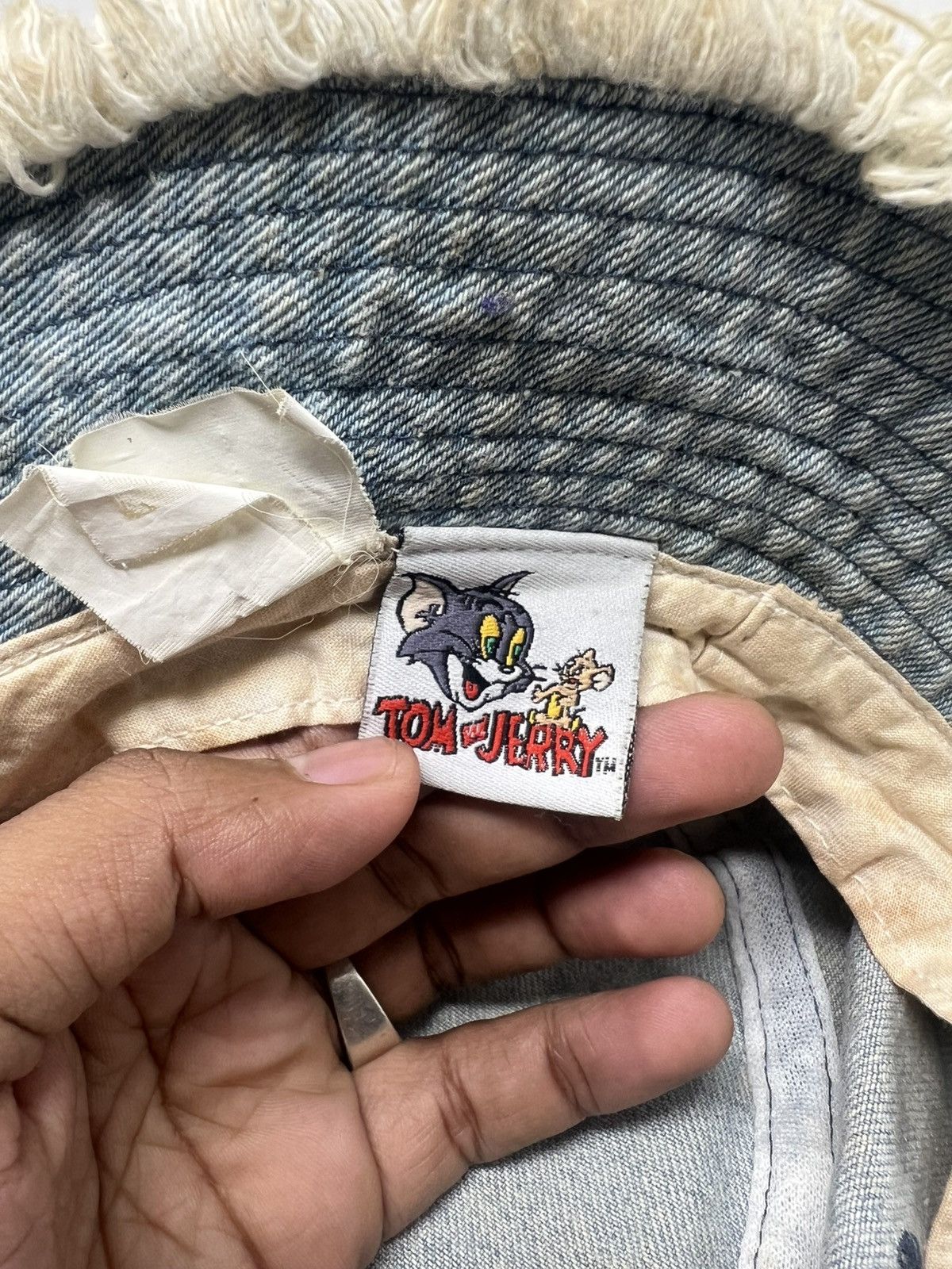 Vintage Tom & Jerry Frayed Distressed Denim Bucket Hat Cap Size ONE SIZE - 7 Thumbnail