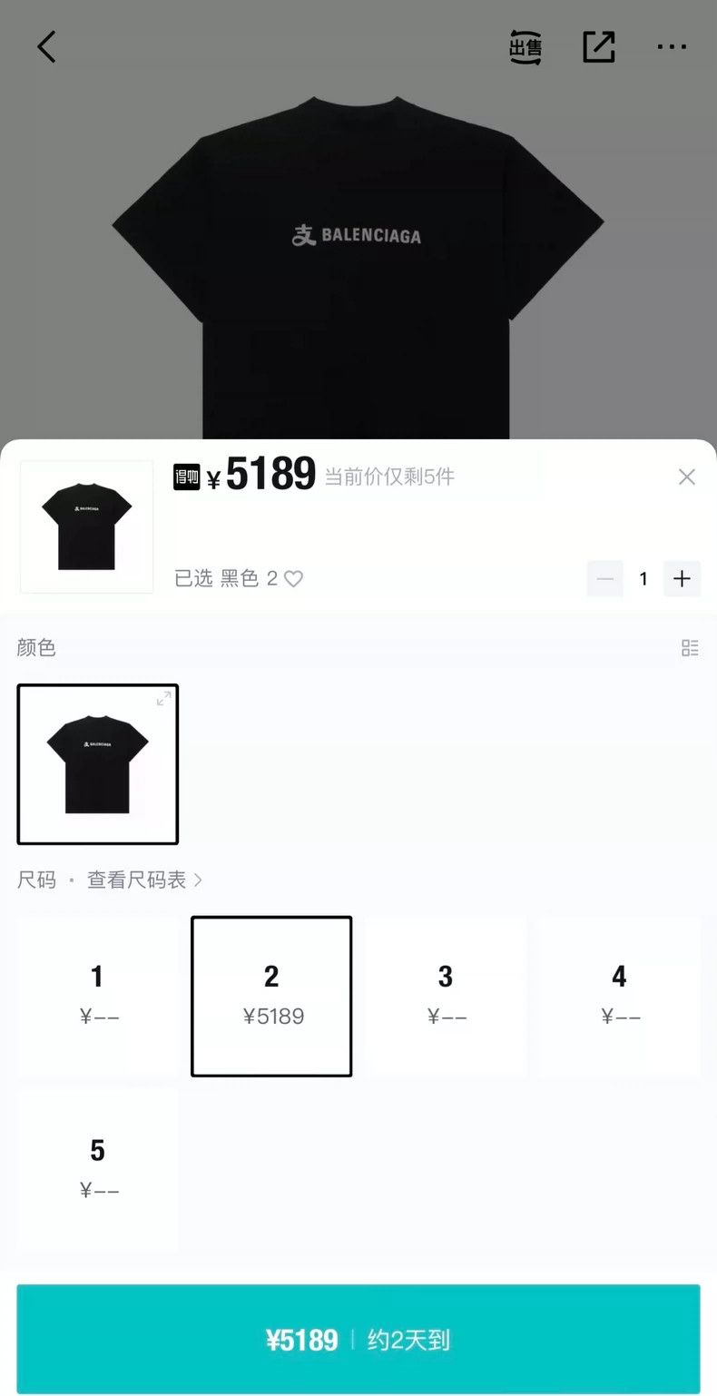 Balenciaga Balenciaga Alipay co-branded logo short sleeve Size US M / EU 48-50 / 2 - 7 Thumbnail