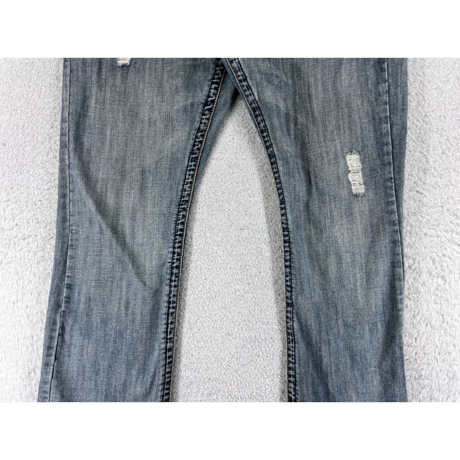 Denime Division E Jeans Mens 32 Blue Denim Distressed 100% Cotton LA 32x30 Jeans Size US 32 / EU 48 - 3 Thumbnail