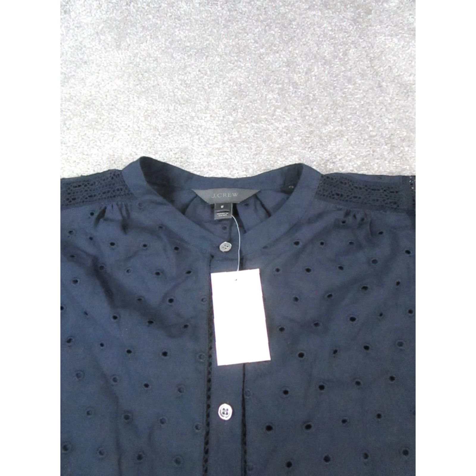 J.Crew J.Crew Blouse Shirt Womens 6 Blue Cotton Puff Sleeve Crew Neck Button Front Casual Lightweight 90s? No vintage 0 Size M / US 6-8 / IT 42-44 - 2 Thumbnail