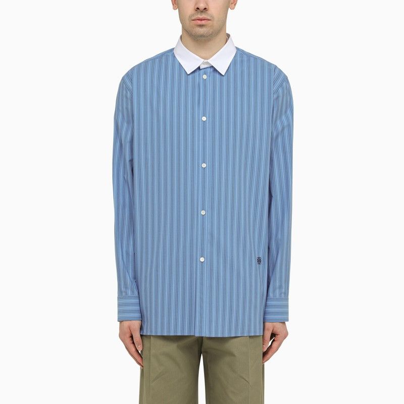 image of Loewe Stone Blue Striped Long Sleeve Shirt, Men's (Size 2XL)